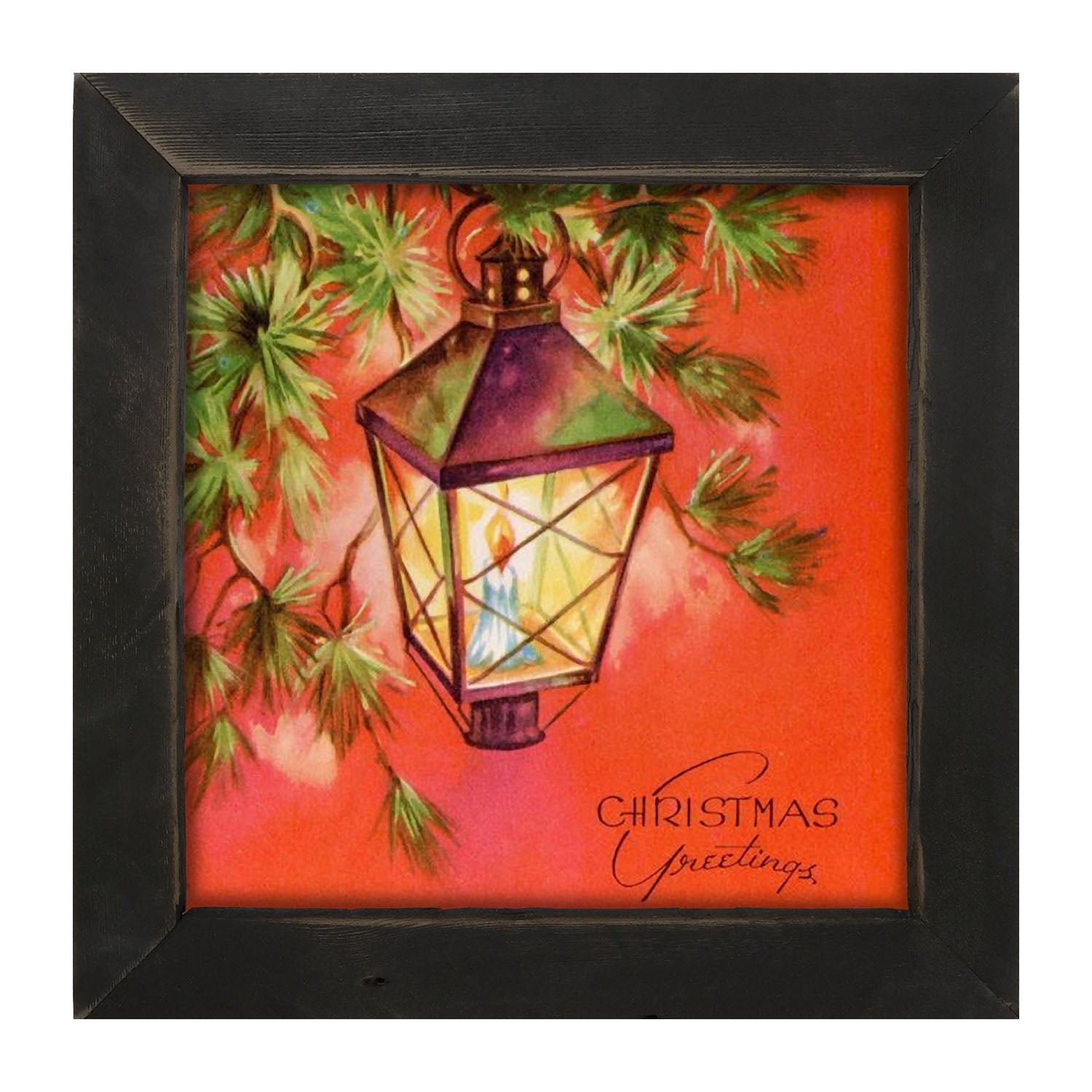 Christmas Greetings Lantern - Framed art