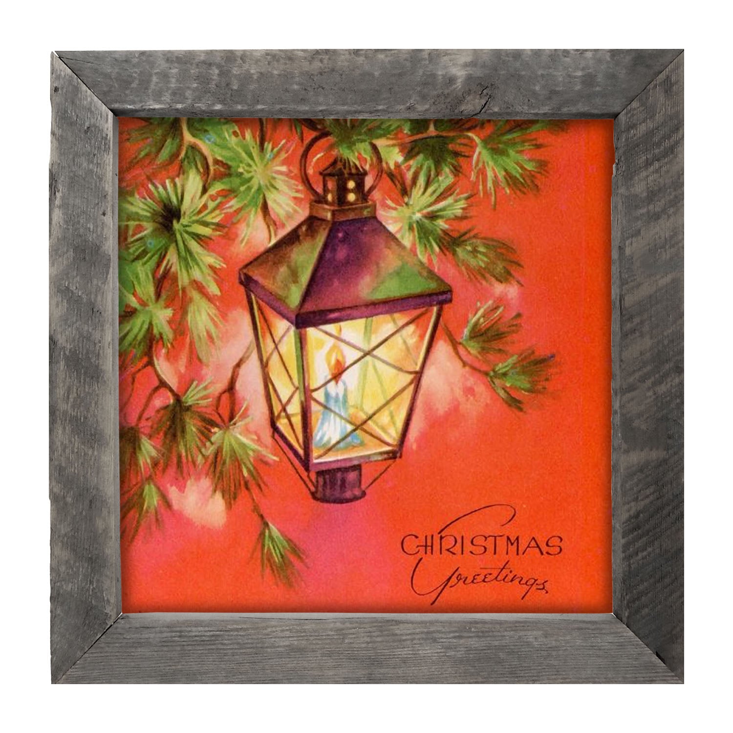 Christmas Greetings Lantern - Framed art