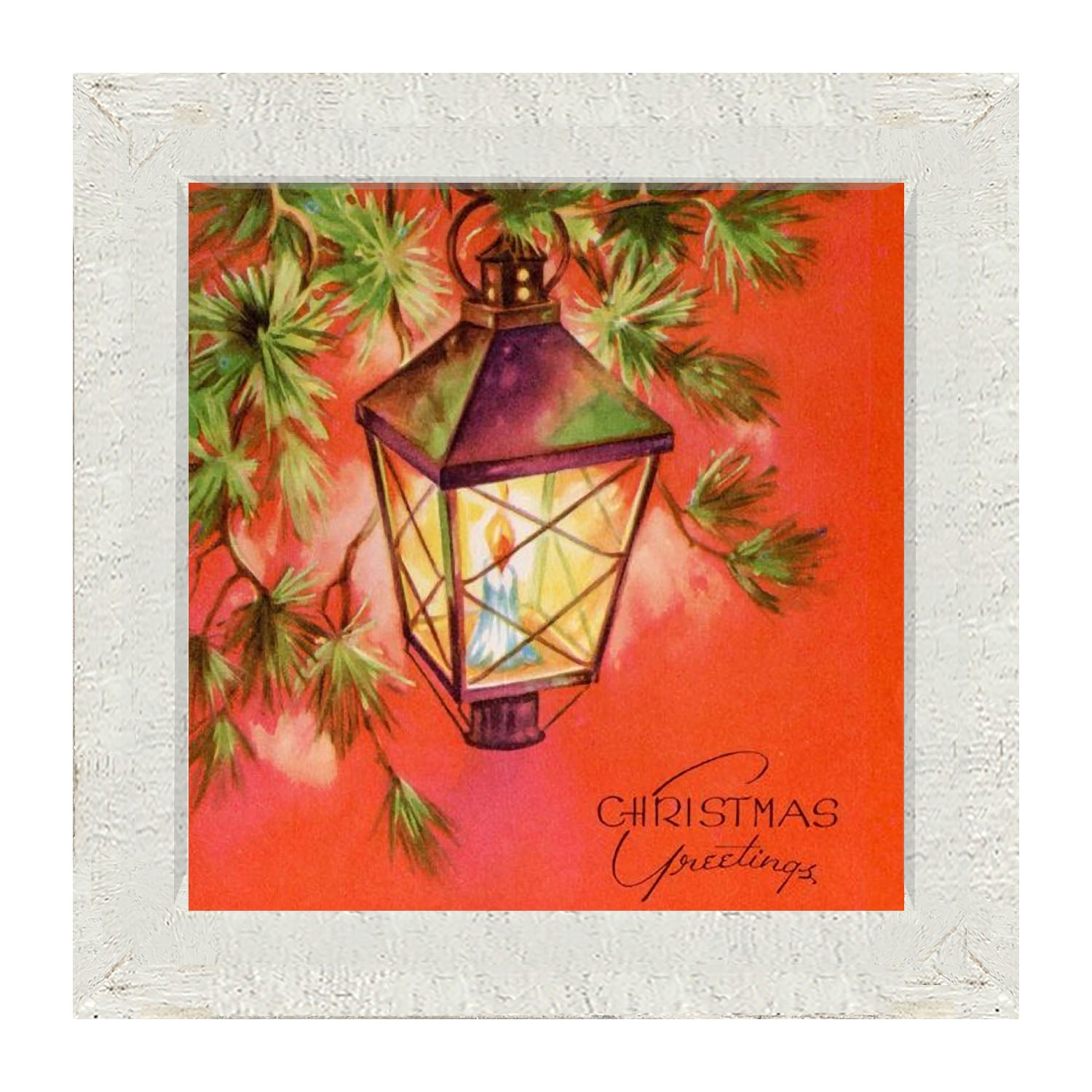 Christmas Greetings Lantern - Framed art