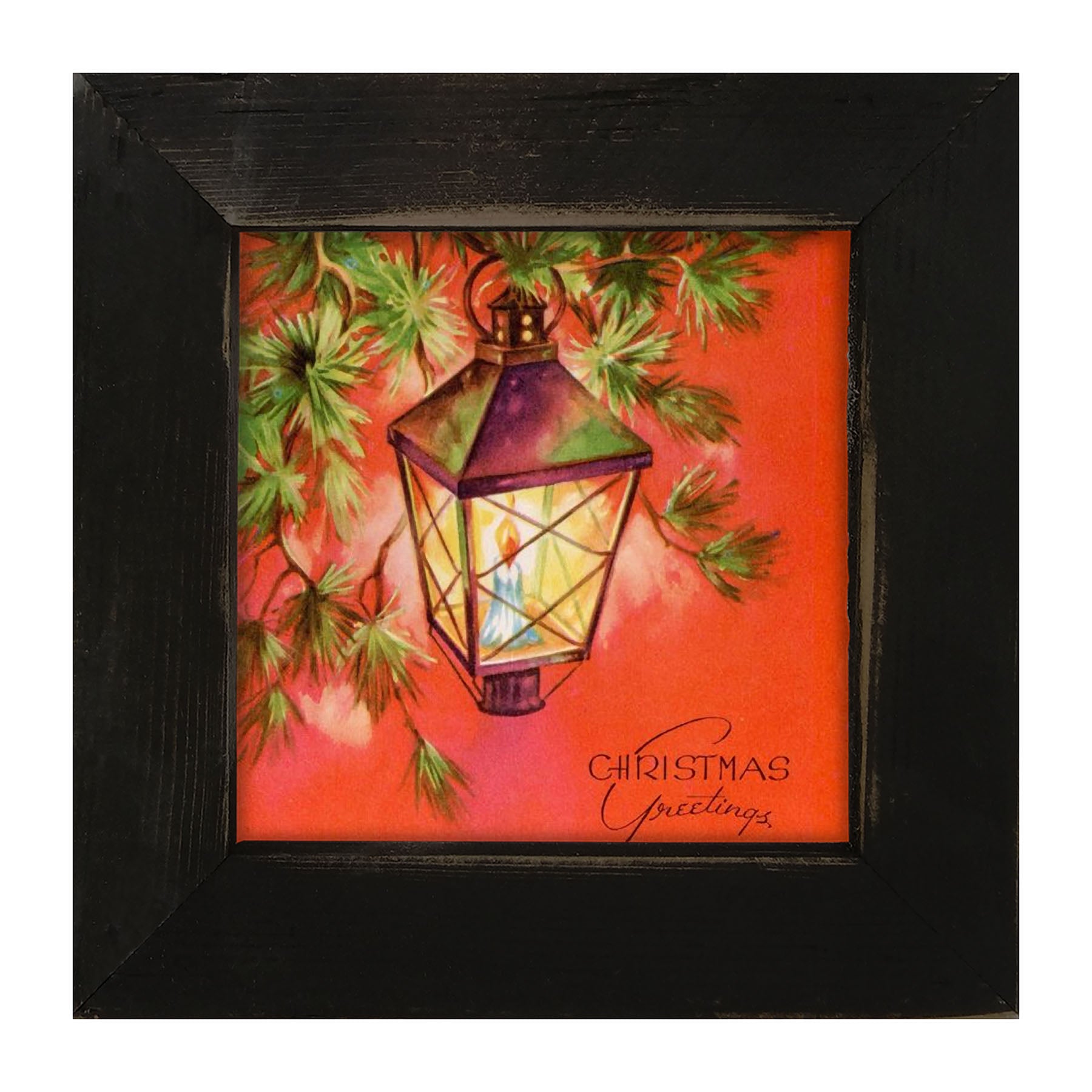 Christmas Greetings Lantern - Framed art