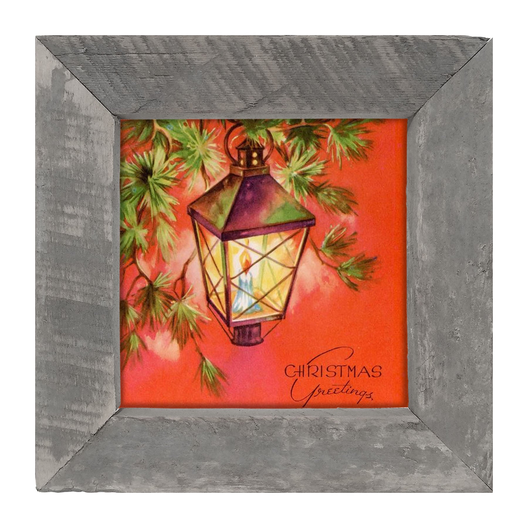 Christmas Greetings Lantern - Framed art