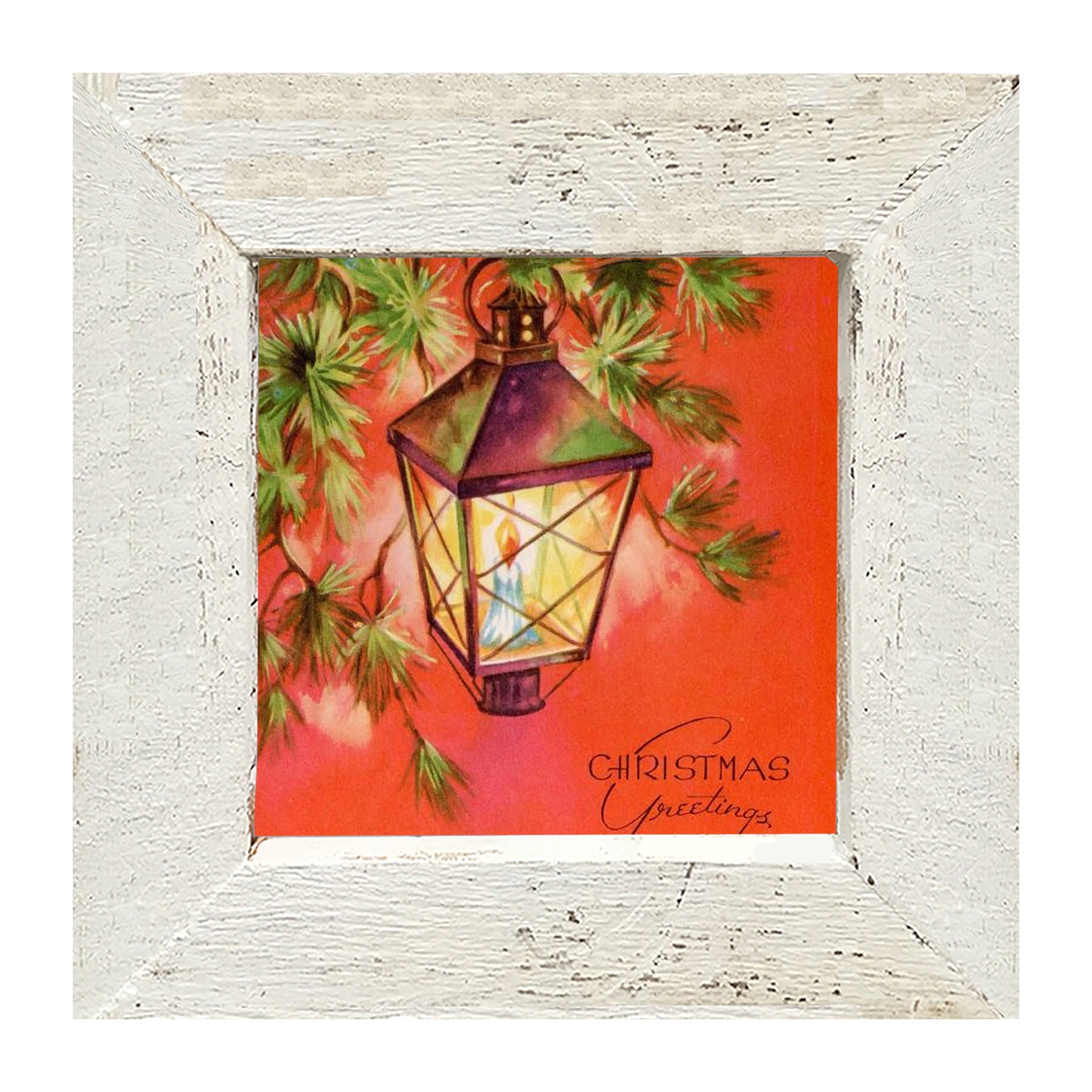 Christmas Greetings Lantern - Framed art