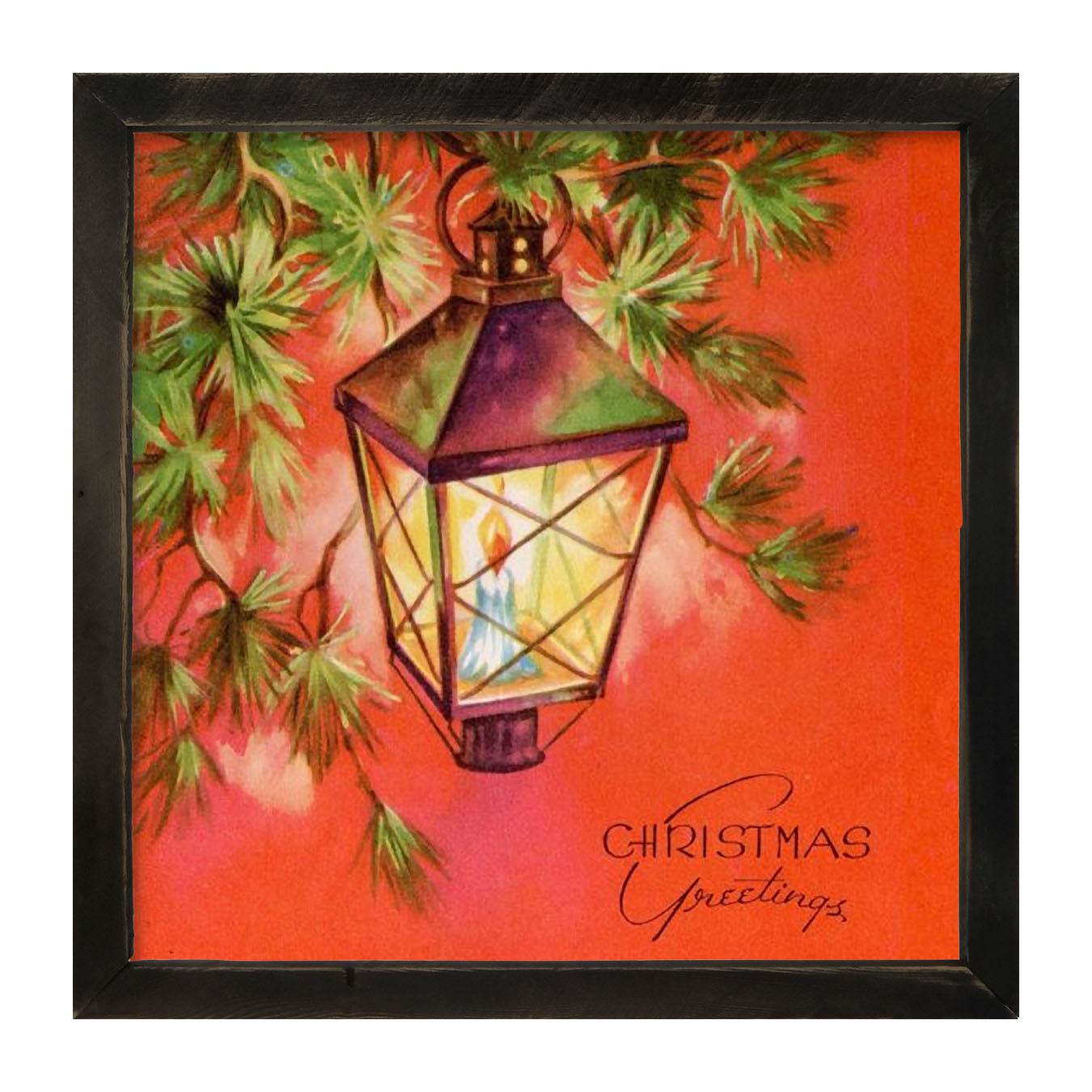 Christmas Greetings Lantern - Framed art