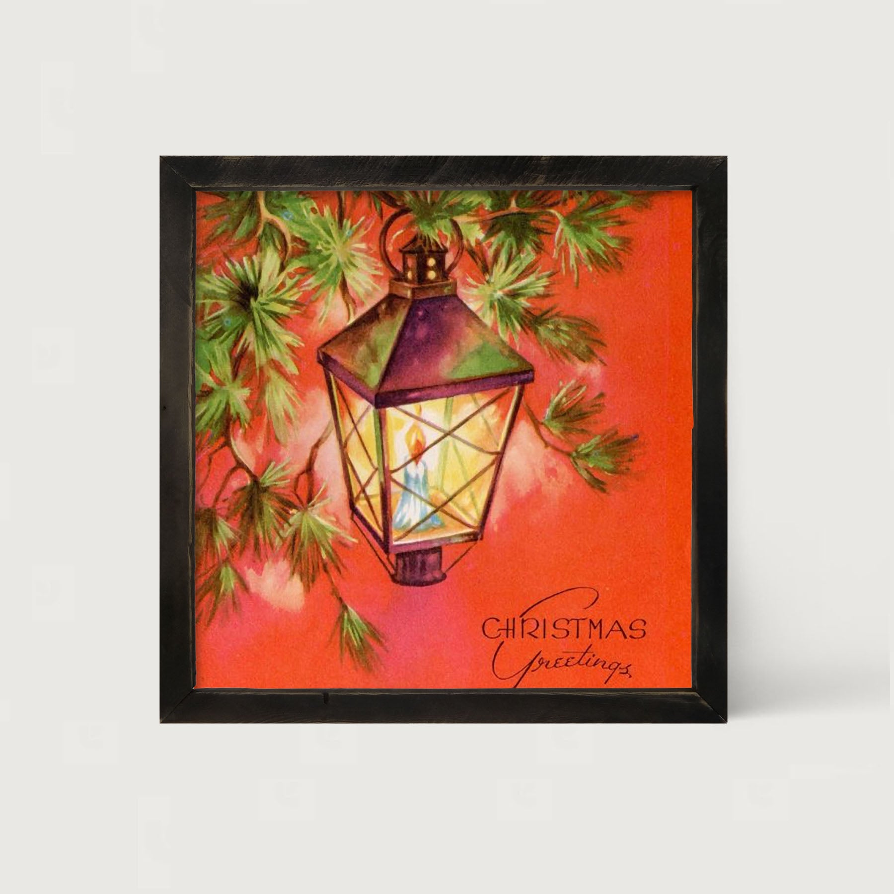 Christmas Greetings Lantern - Framed art