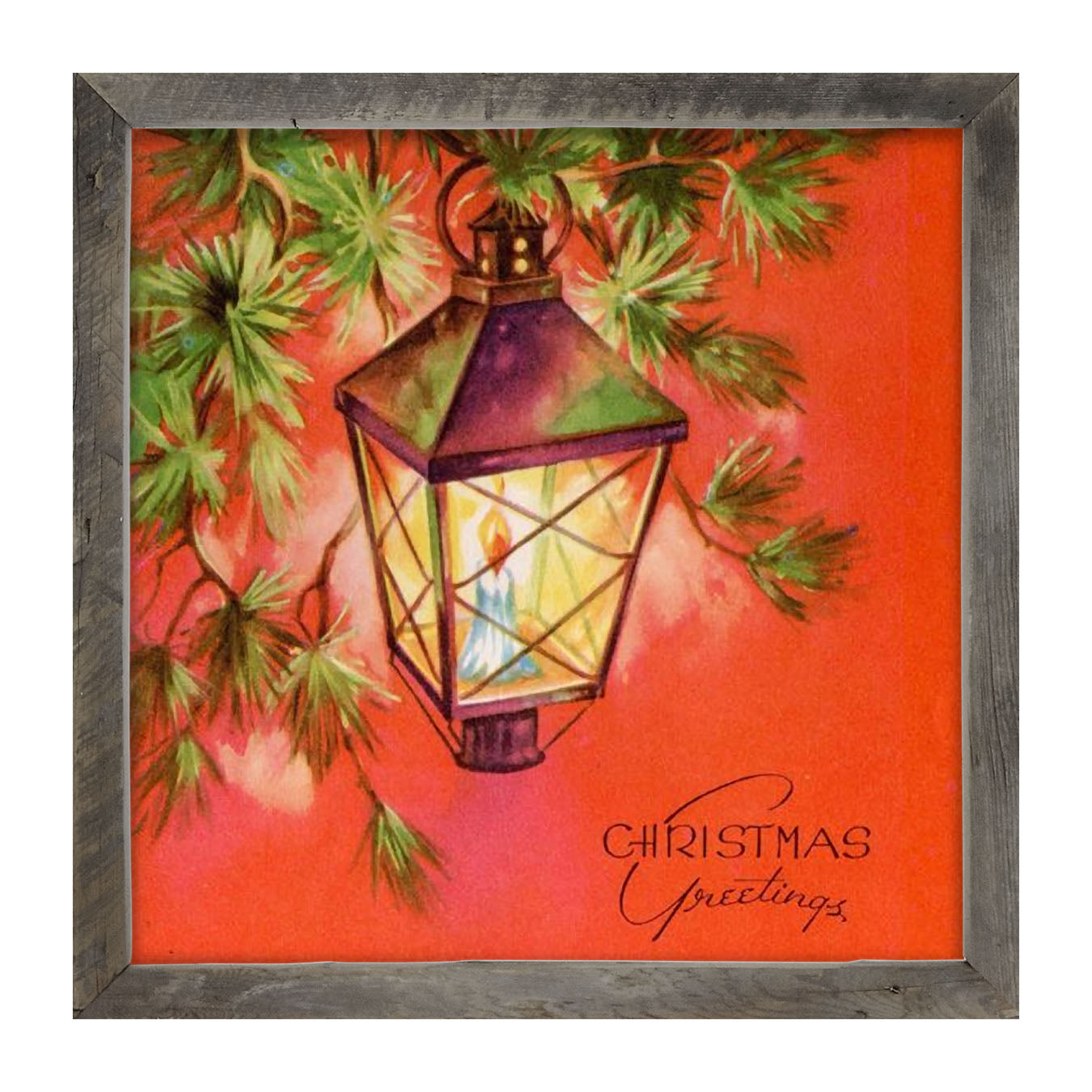 Christmas Greetings Lantern - Framed art