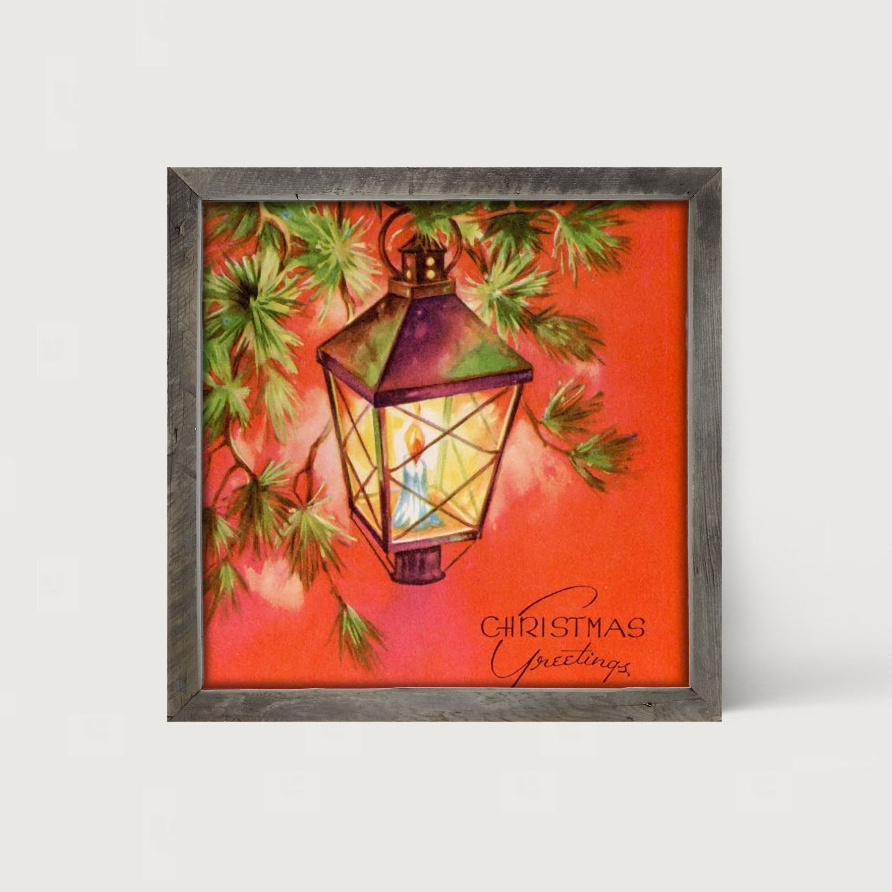 Christmas Greetings Lantern - Framed art