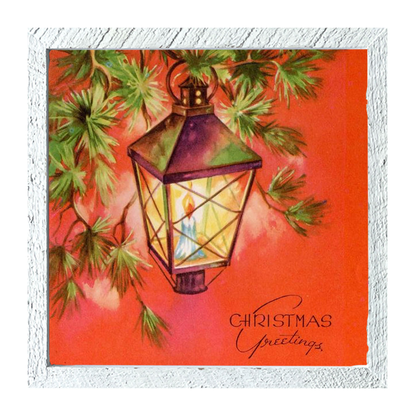 Christmas Greetings Lantern - Framed art