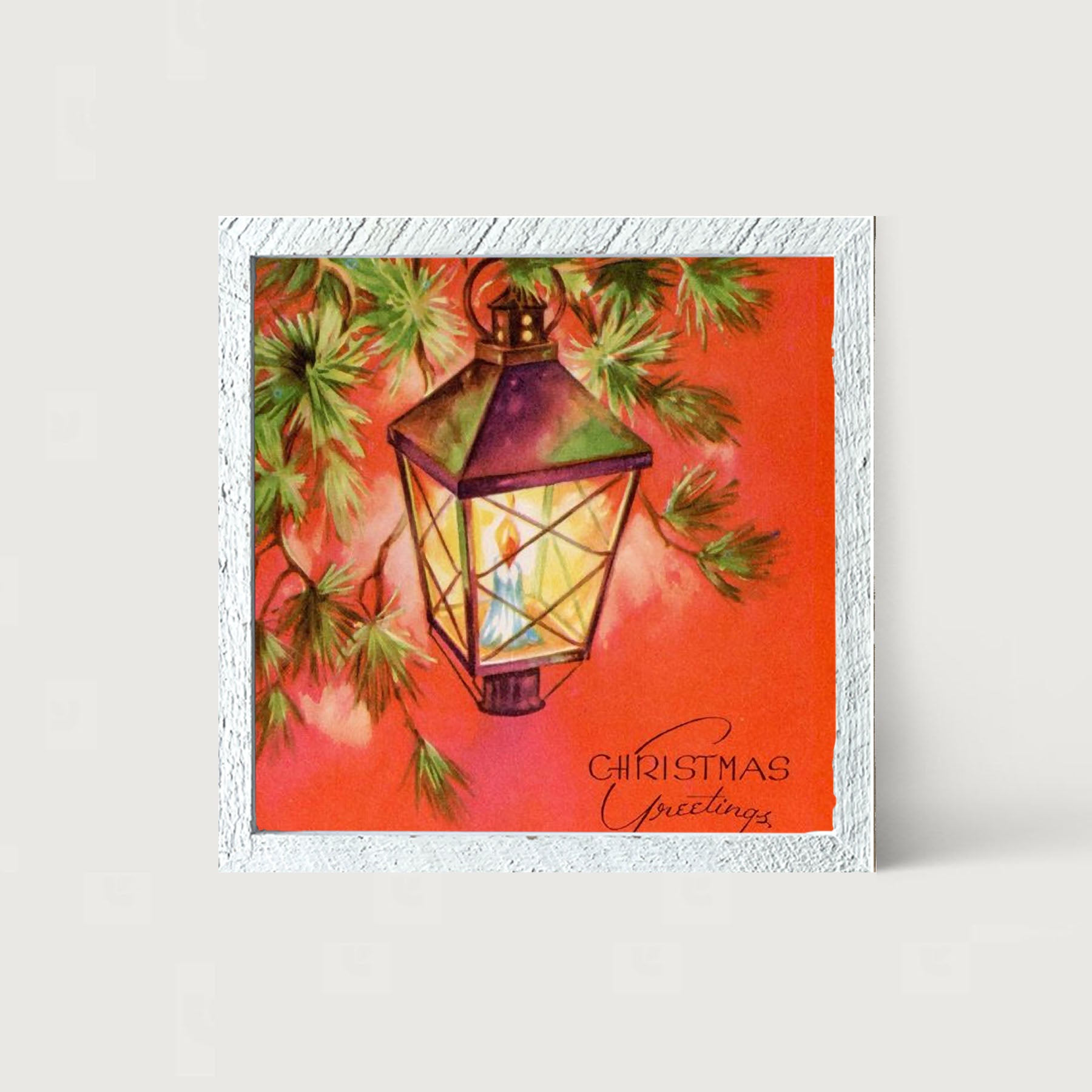 Christmas Greetings Lantern - Framed art