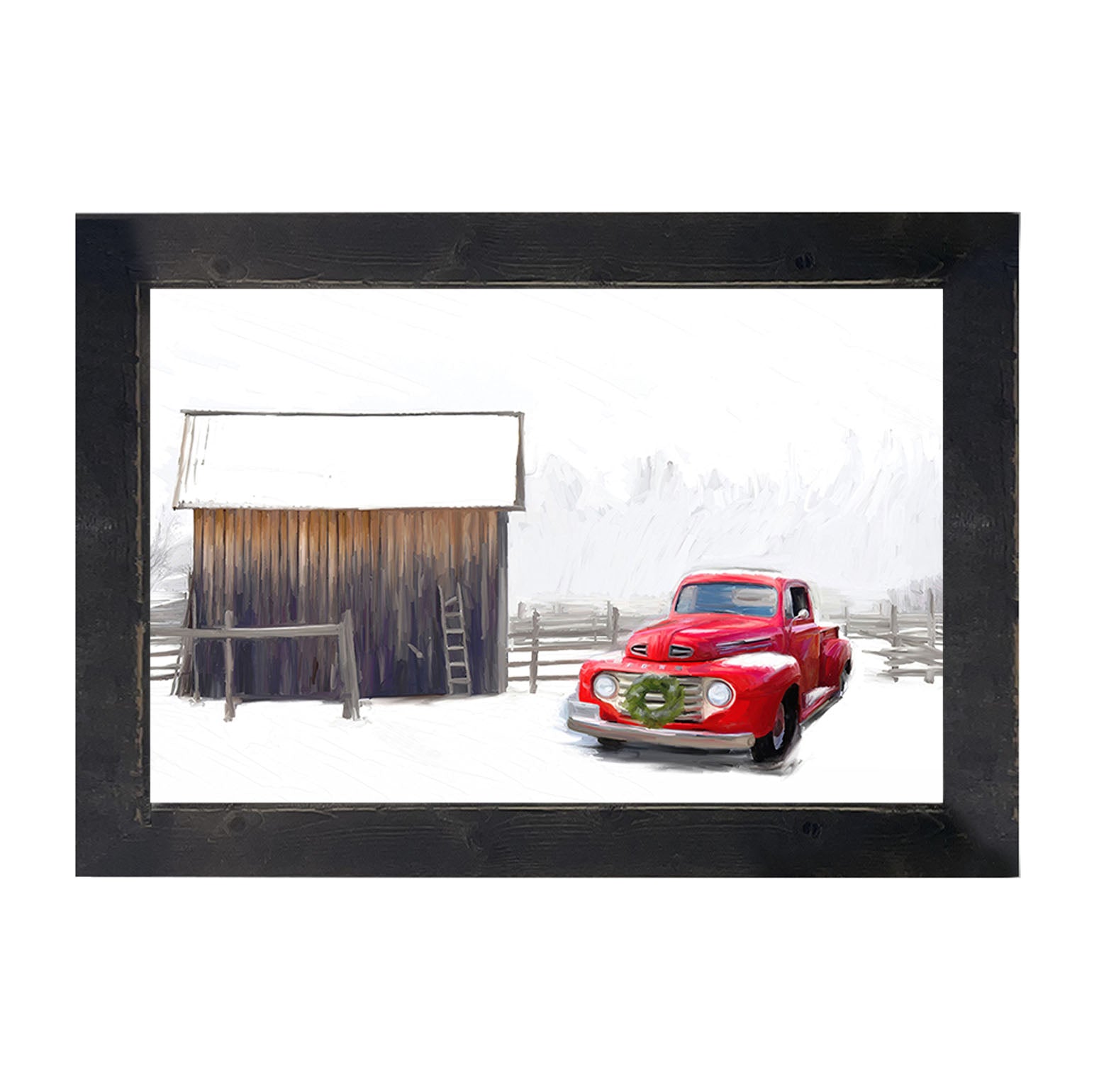 Winter red Ford - Framed art