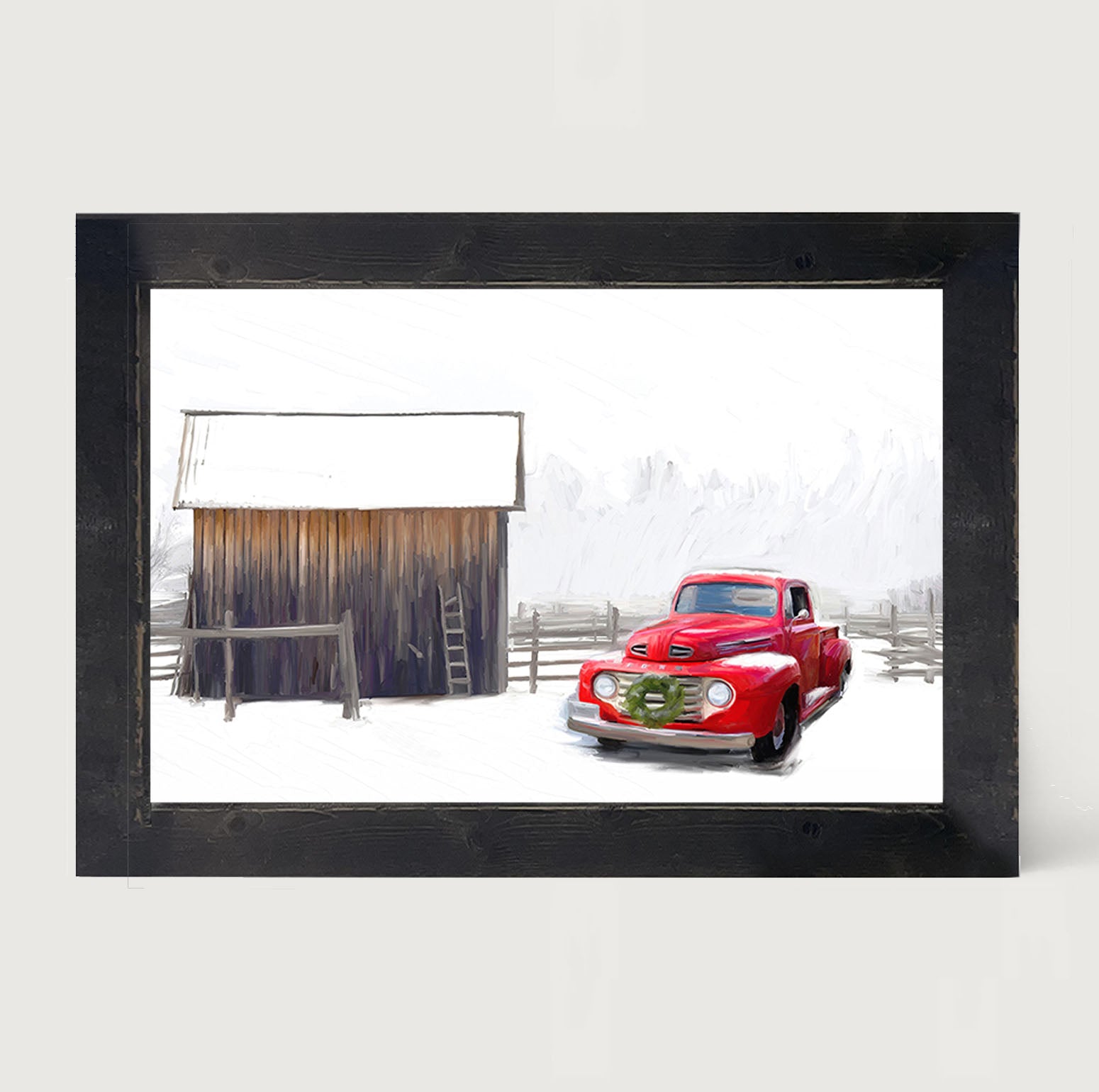 Winter red Ford - Framed art