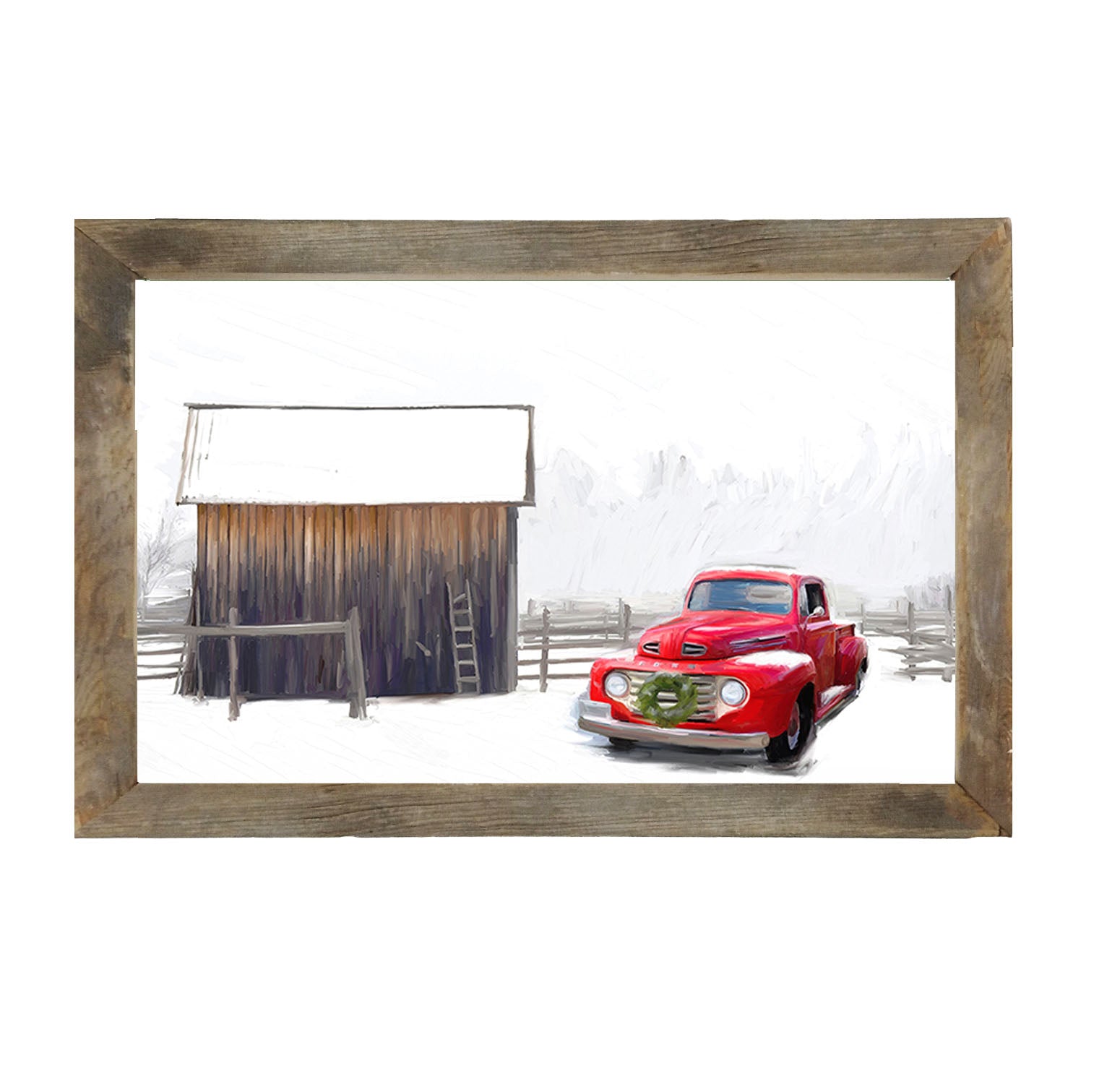 Winter red Ford - Framed art