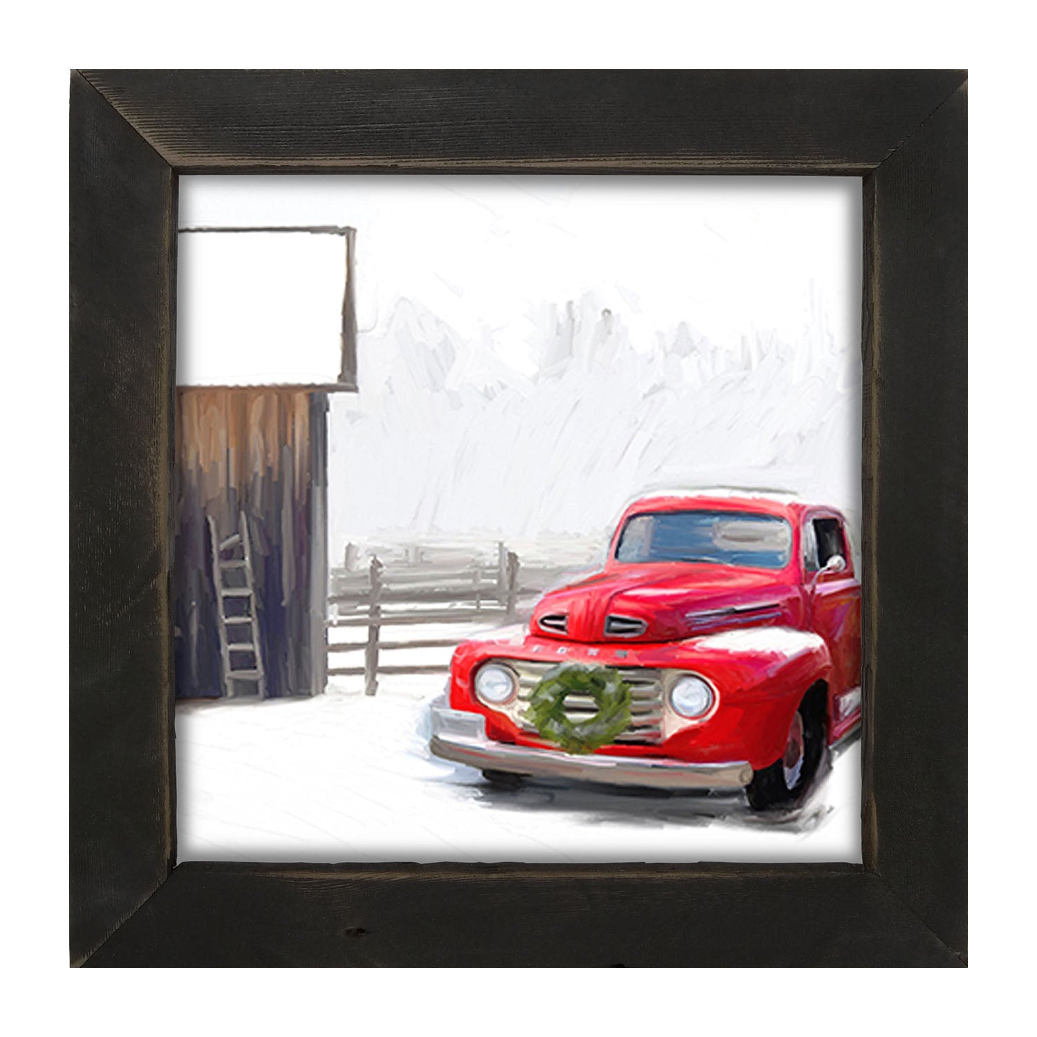 Winter red Ford - Framed art