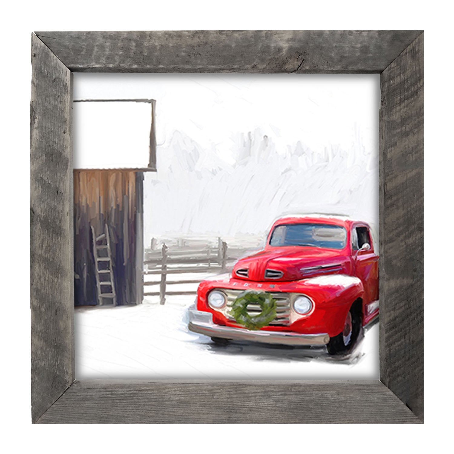 Winter red Ford - Framed art
