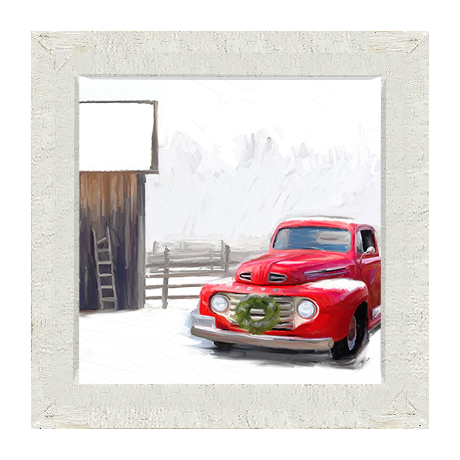 Winter red Ford - Framed art