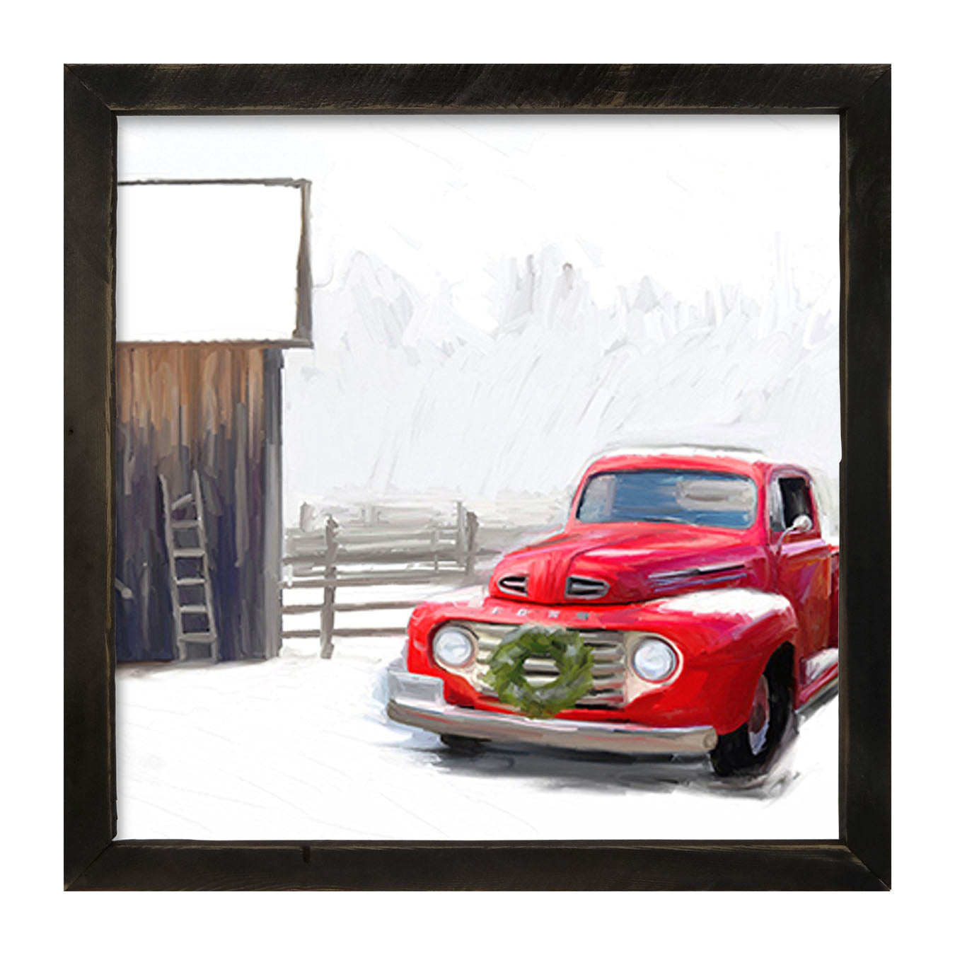 Winter red Ford - Framed art