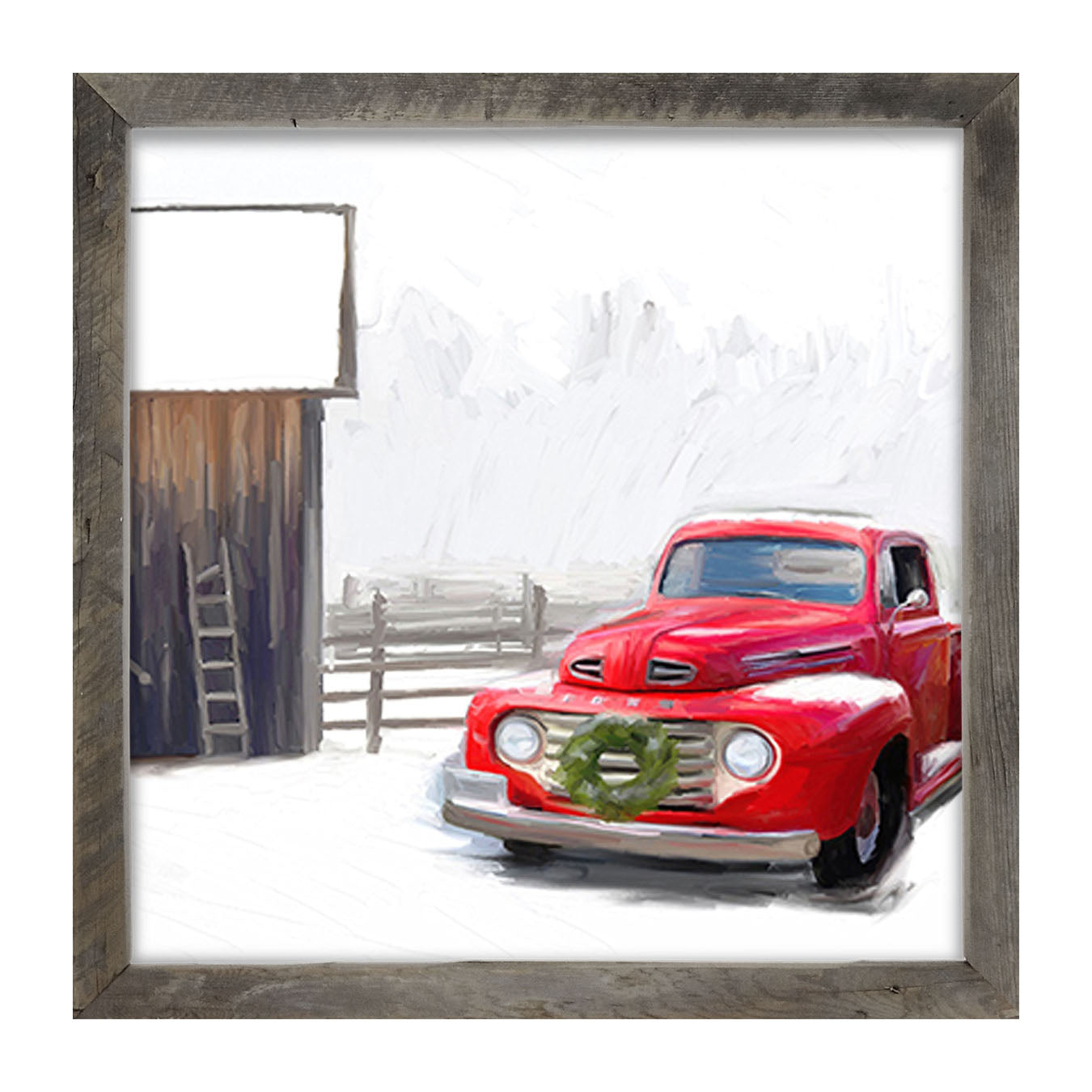 Winter red Ford - Framed art