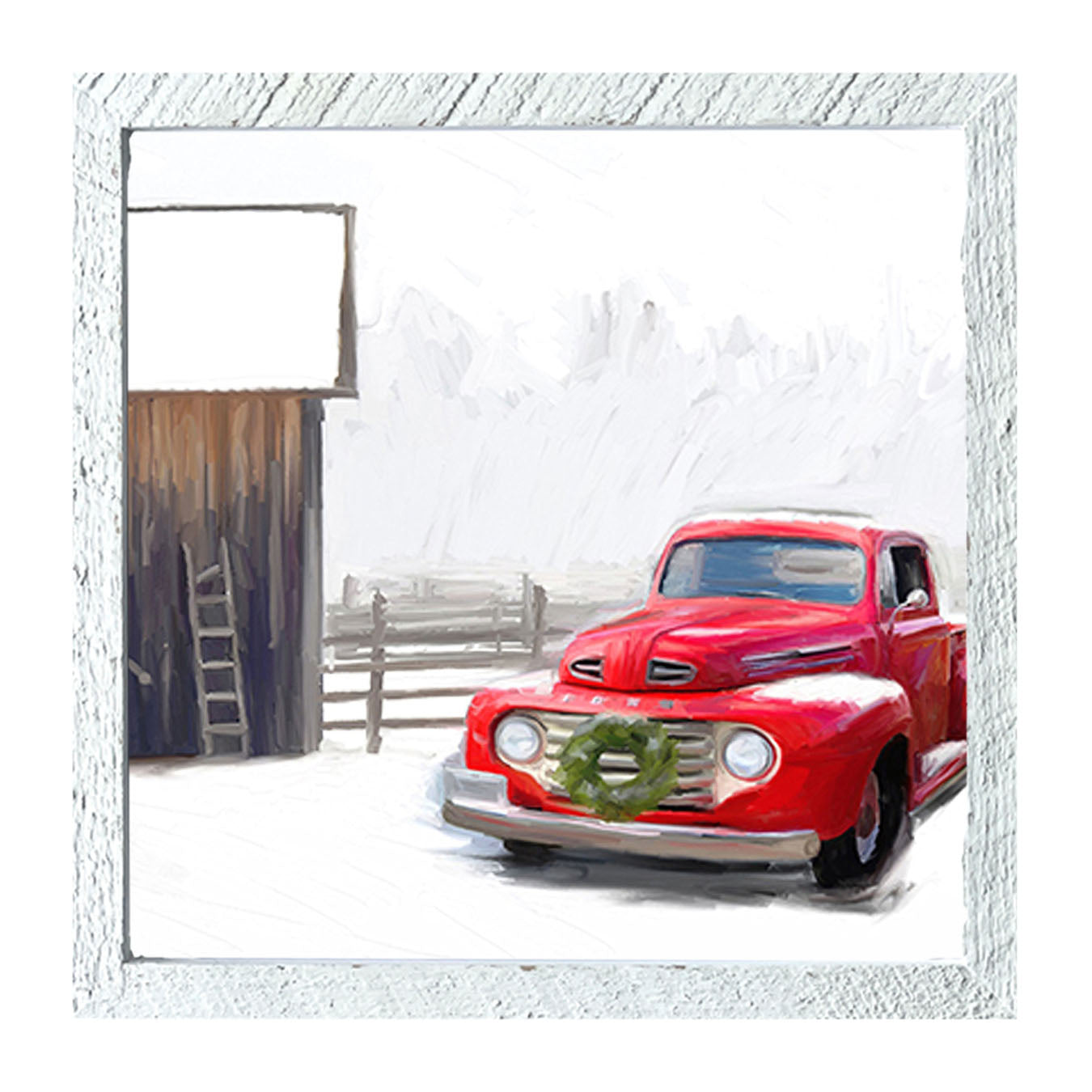 Winter red Ford - Framed art