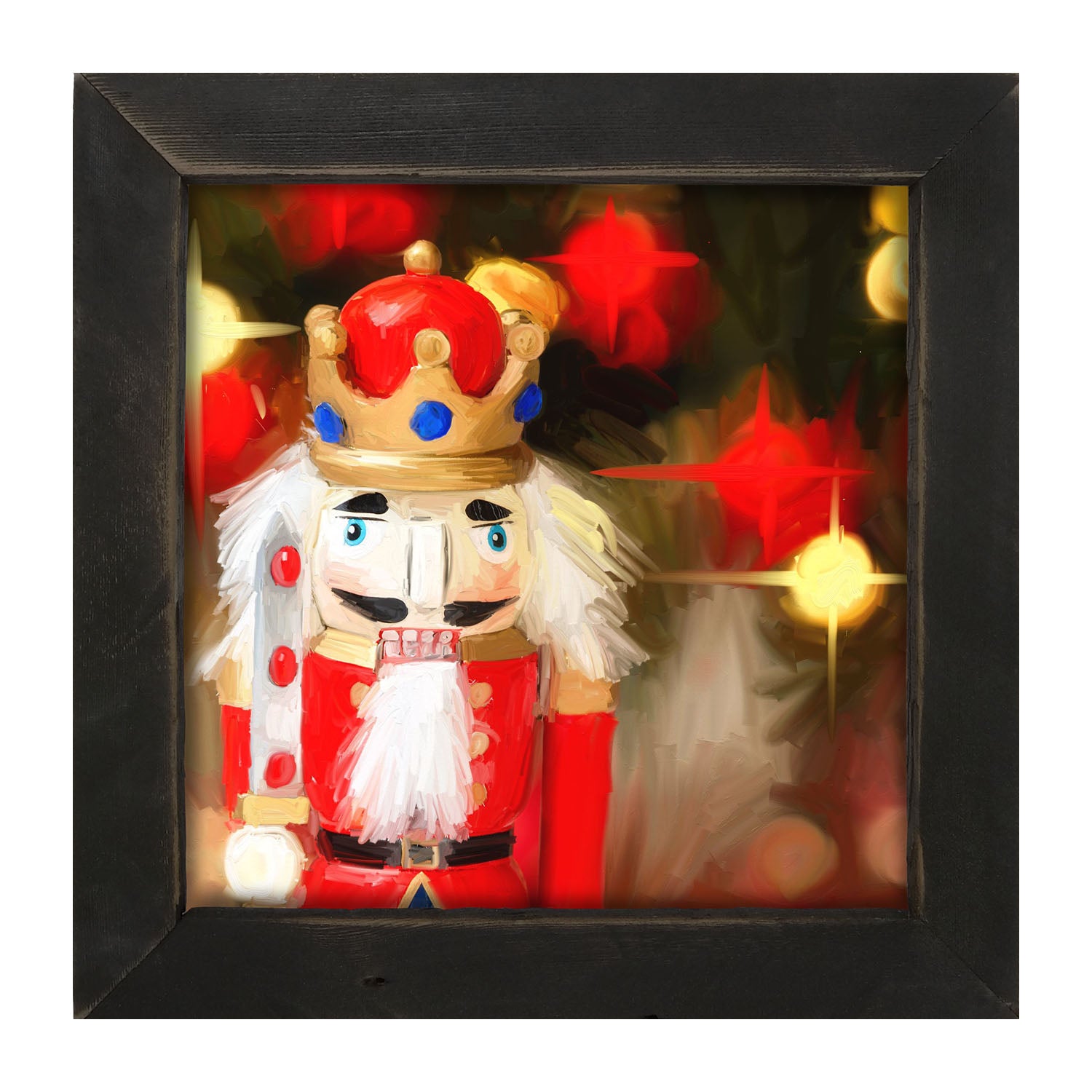 Bright Red Nutcracker at Christmas Time - Framed art