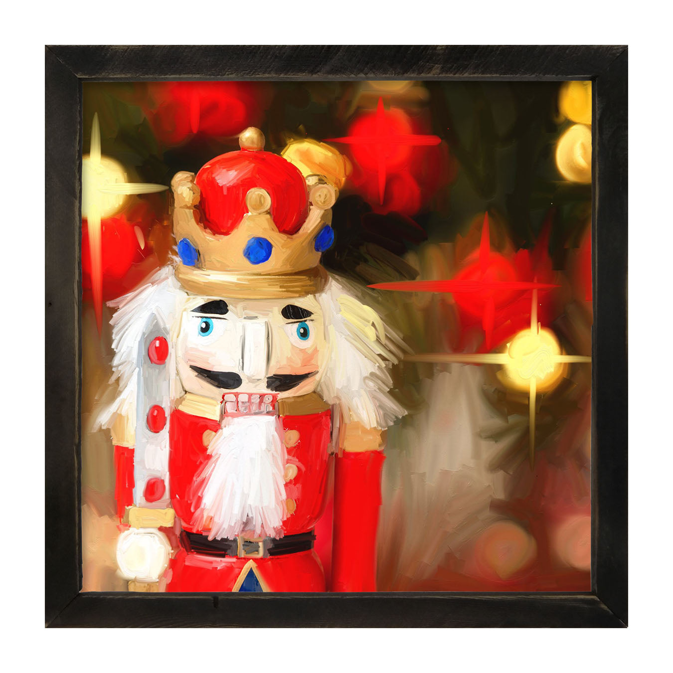 Bright Red Nutcracker at Christmas Time - Framed art