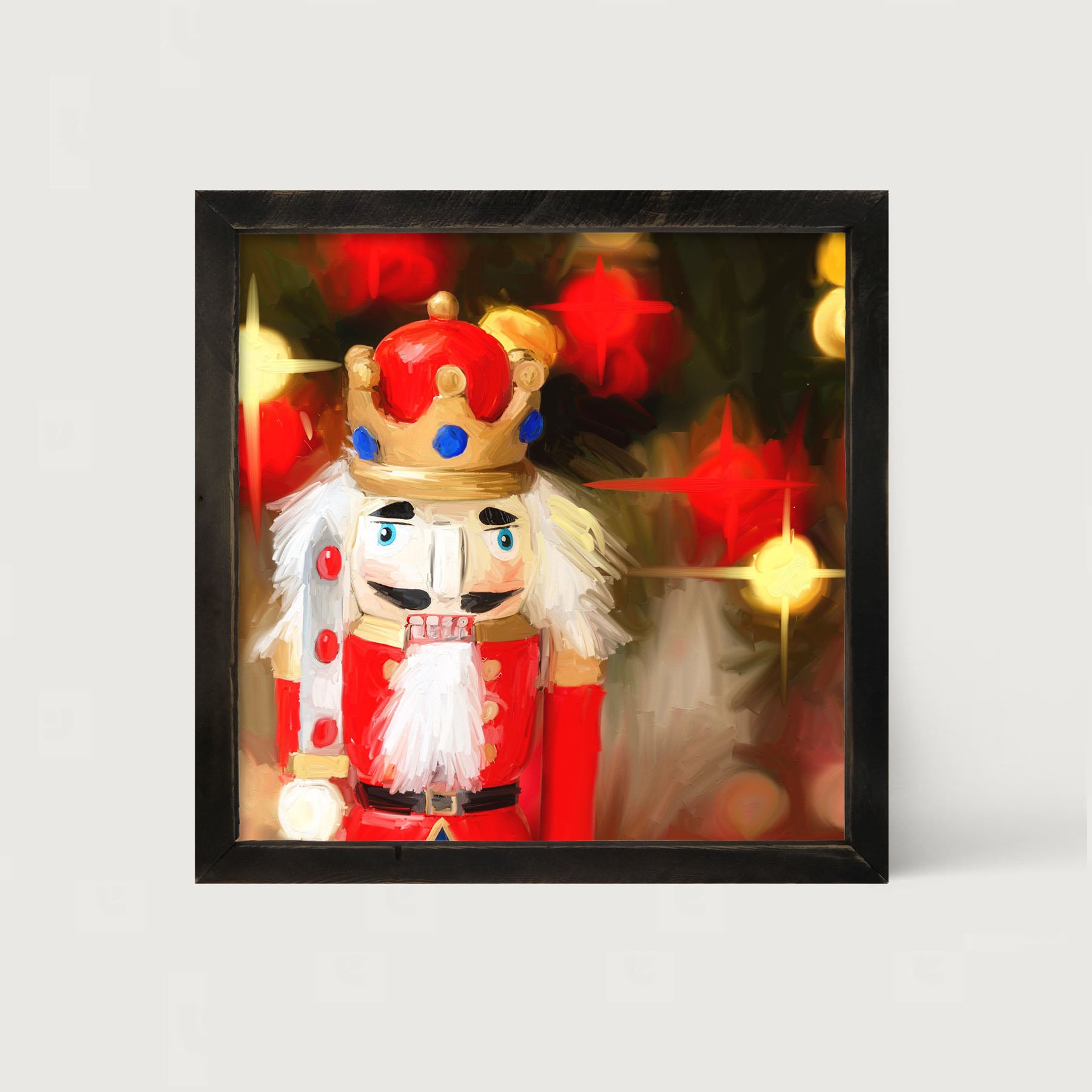 Bright Red Nutcracker at Christmas Time - Framed art