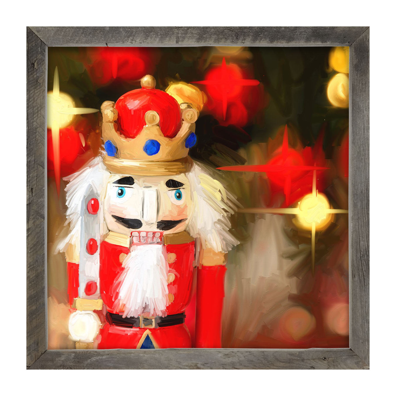 Bright Red Nutcracker at Christmas Time - Framed art