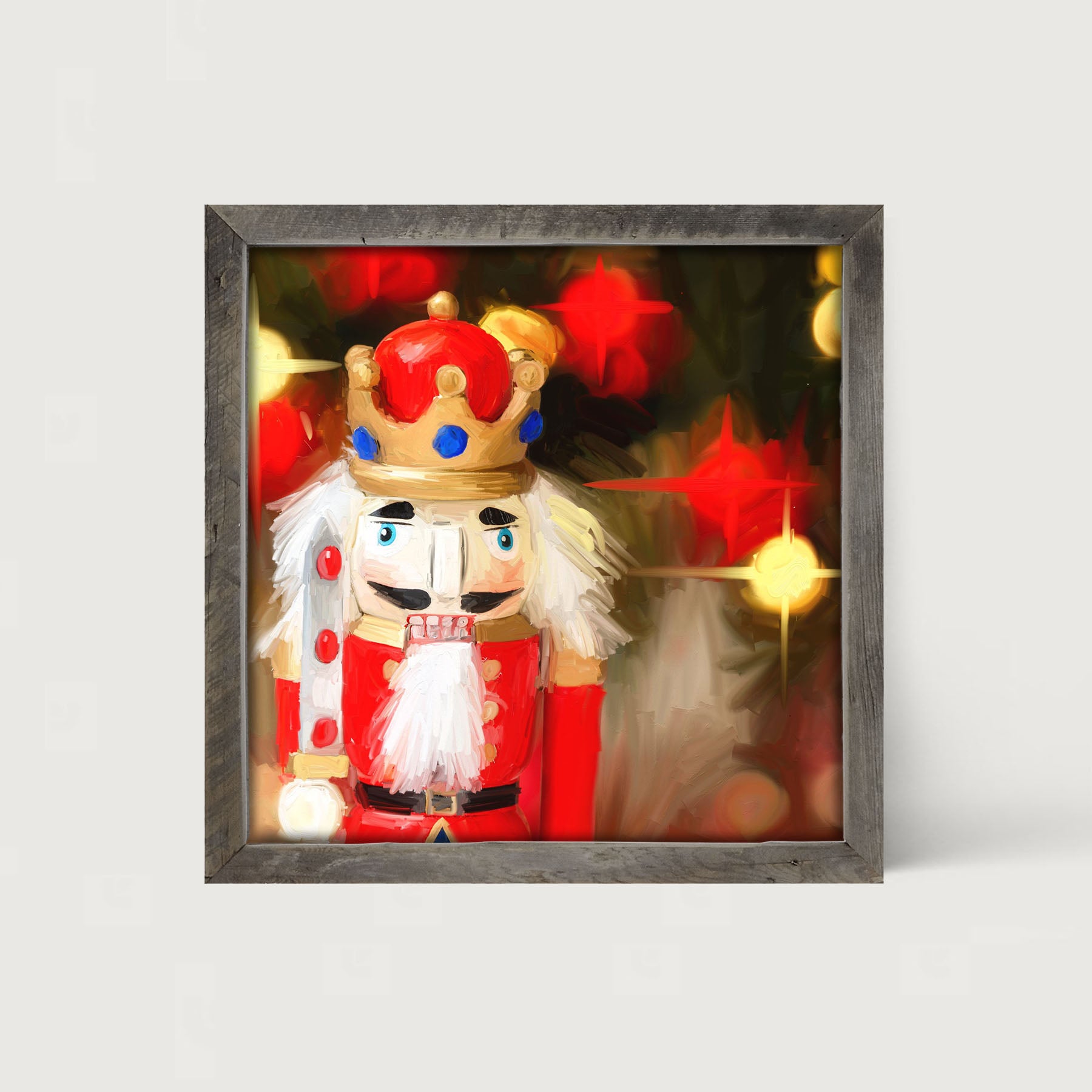 Bright Red Nutcracker at Christmas Time - Framed art