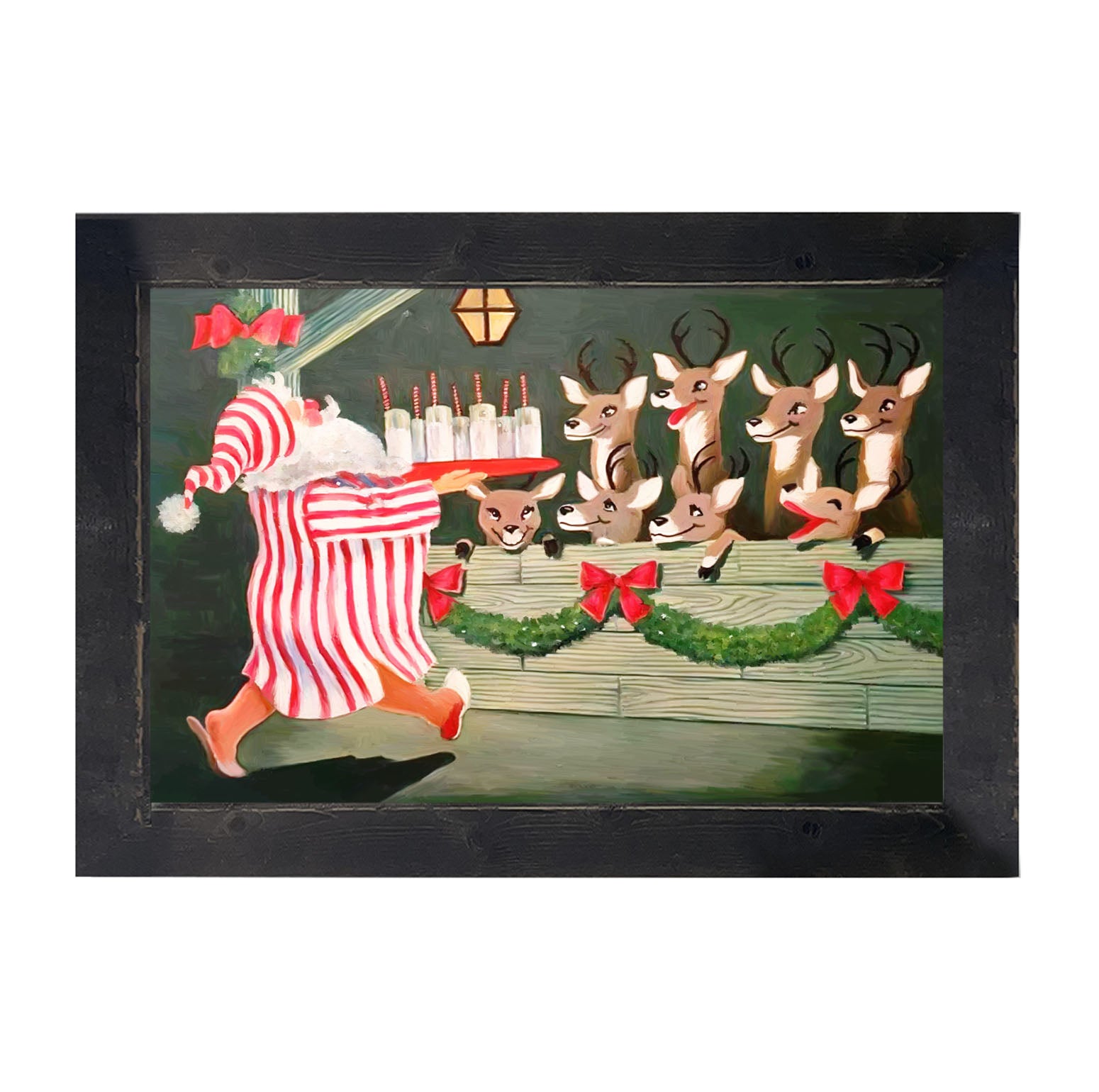 Santa having drinks - Framed art