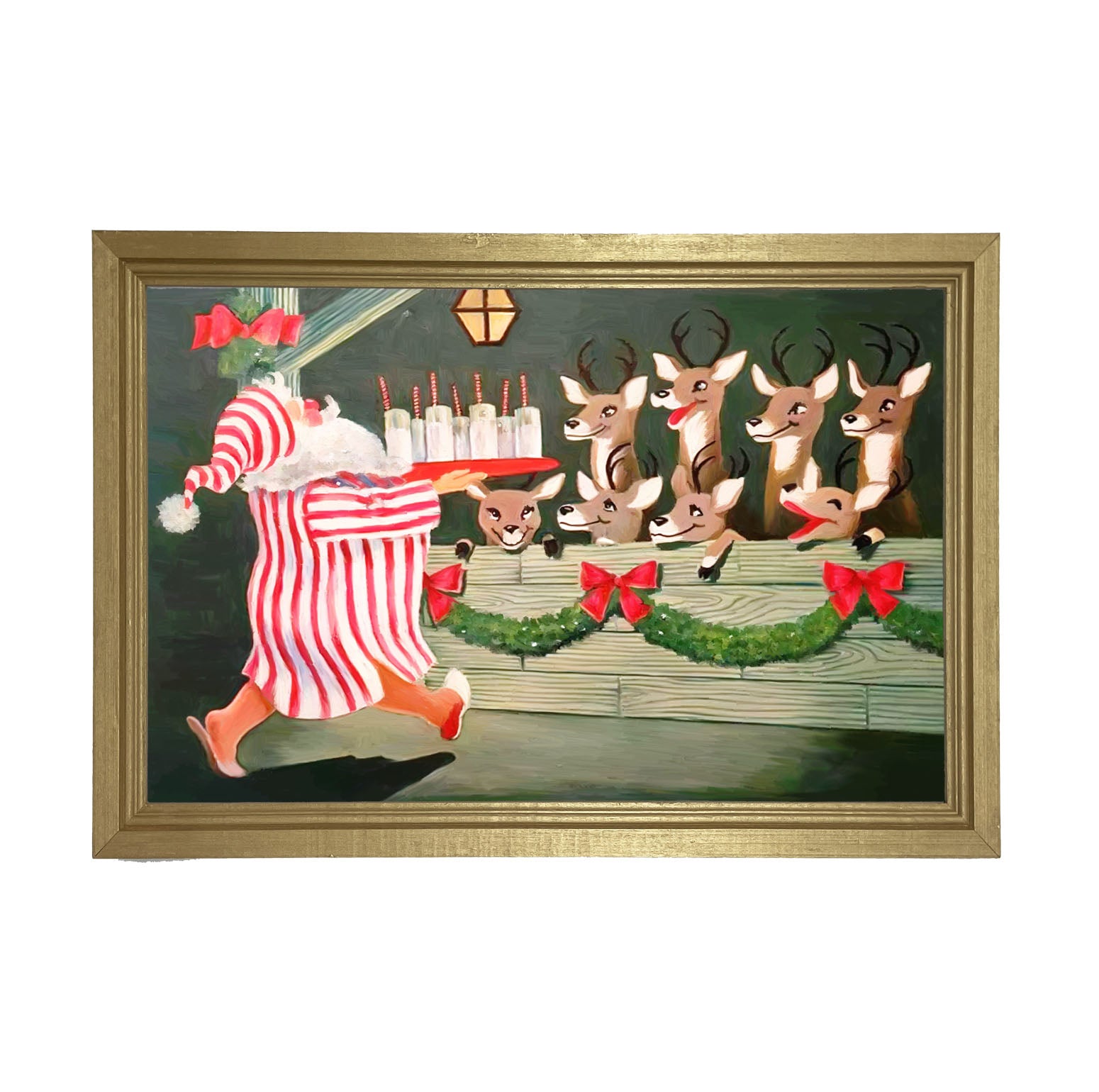Santa having drinks - Framed art