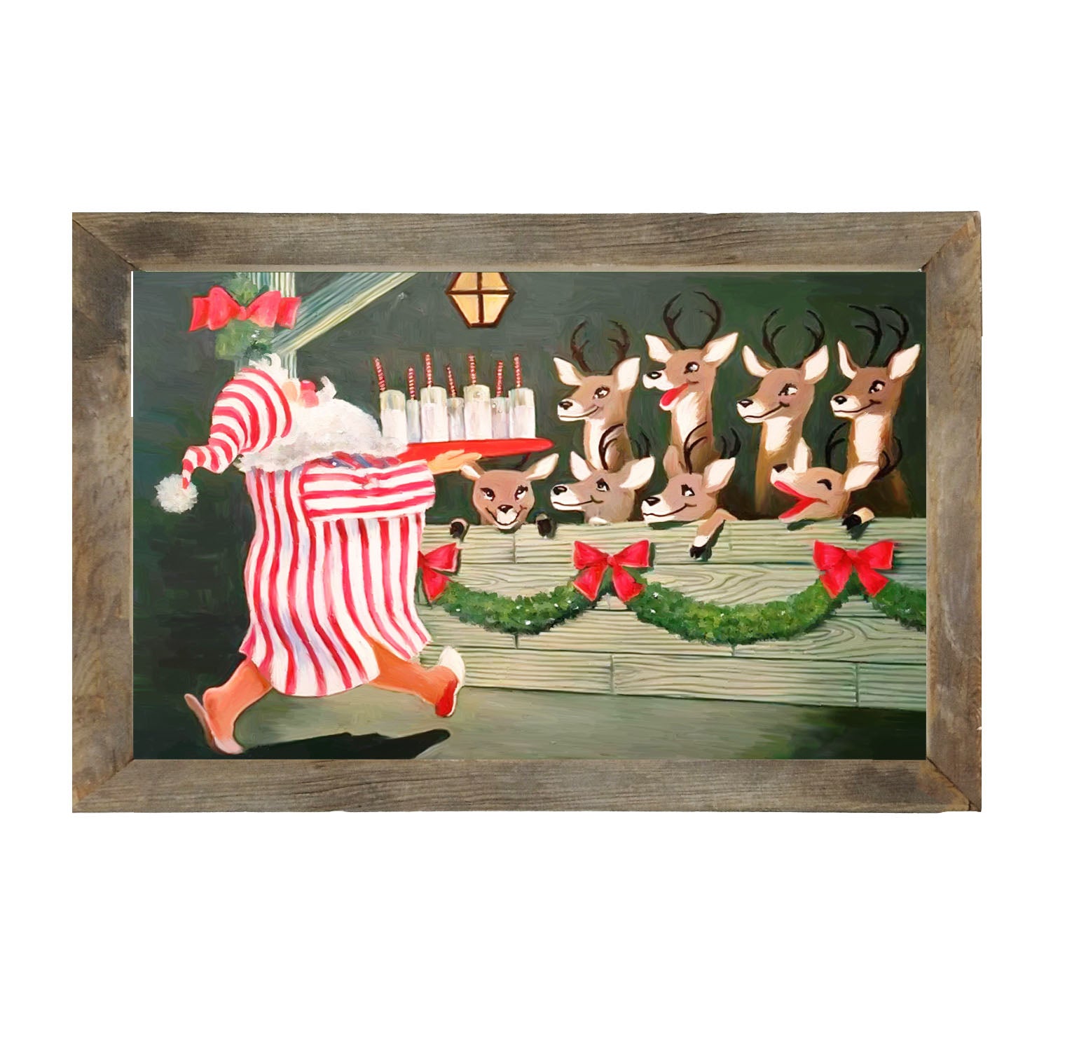 Santa having drinks - Framed art