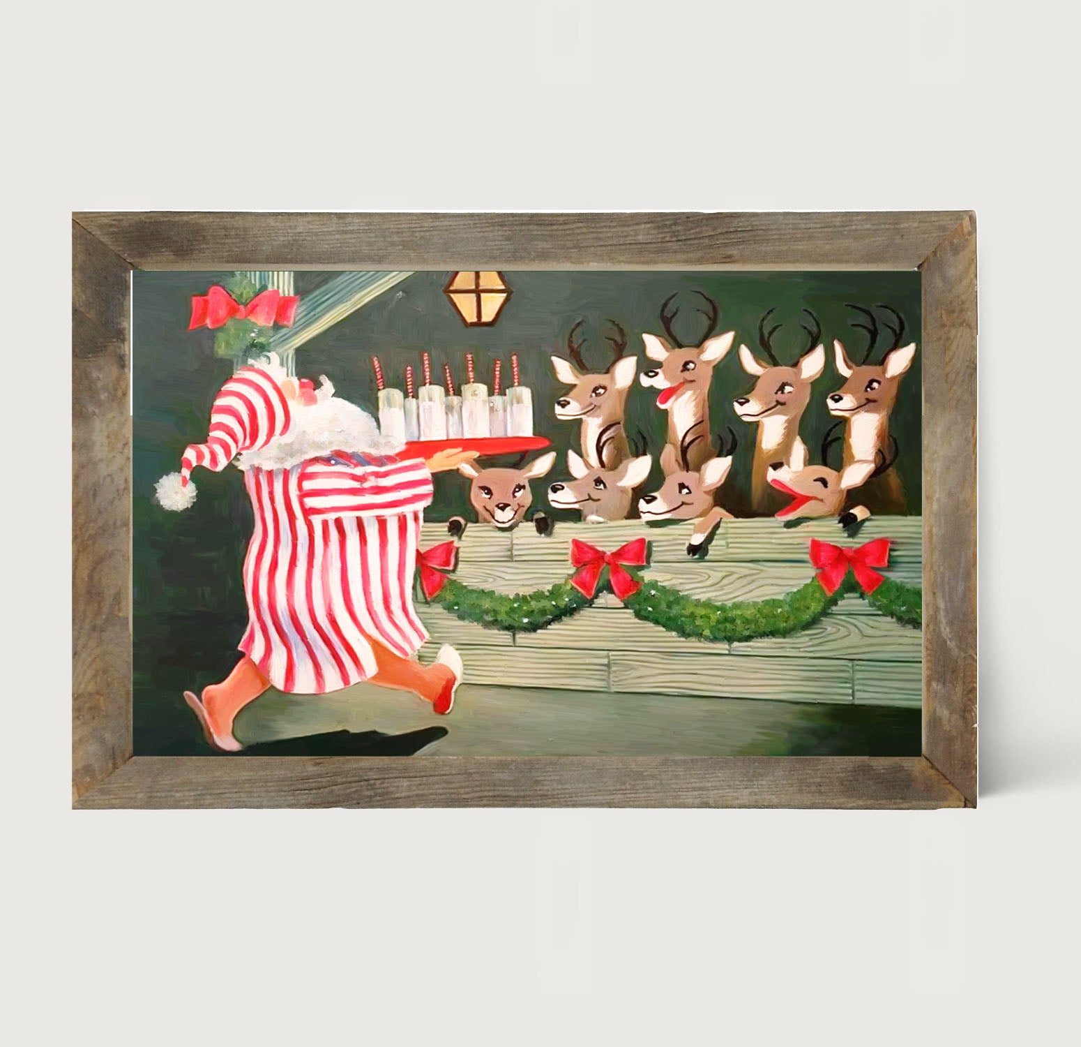 Santa having drinks - Framed art