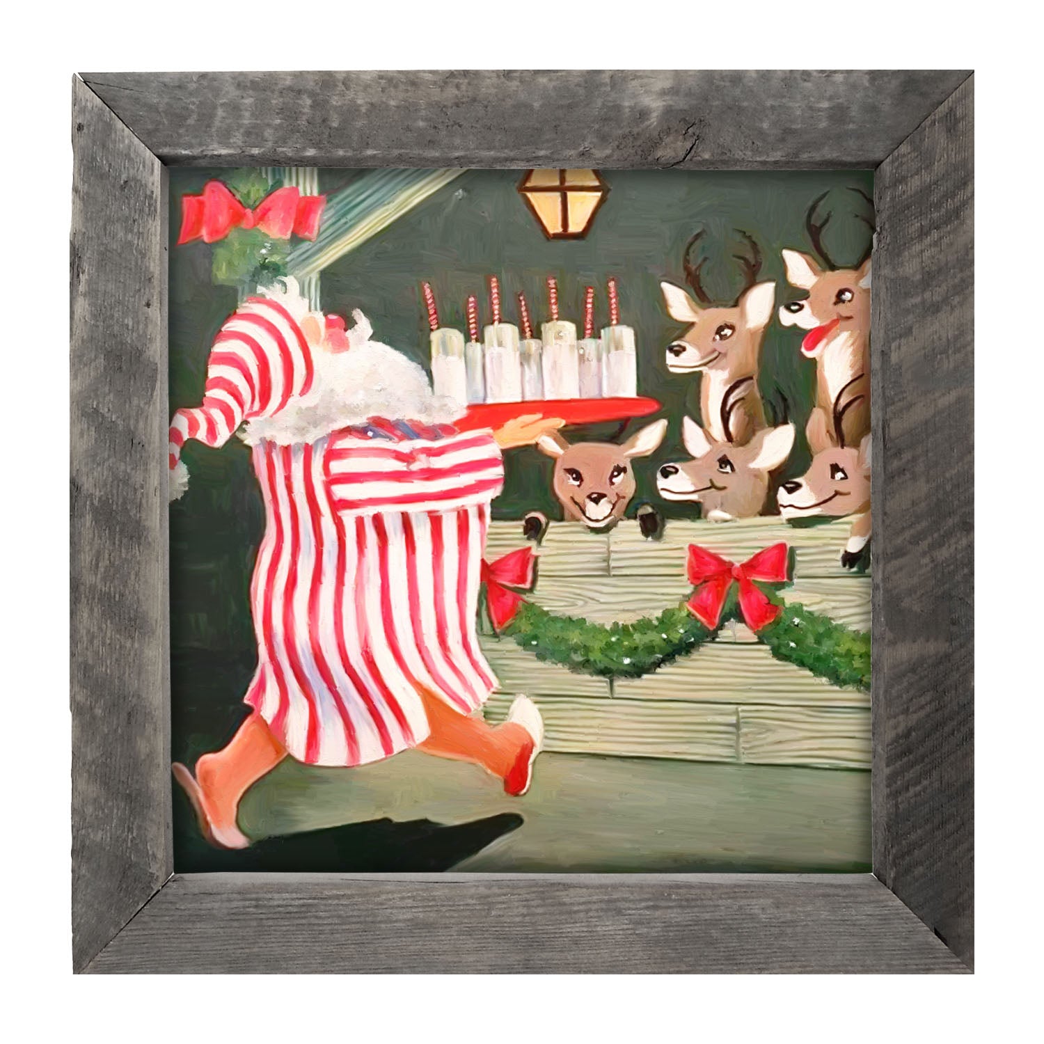Santa having drinks - Framed art