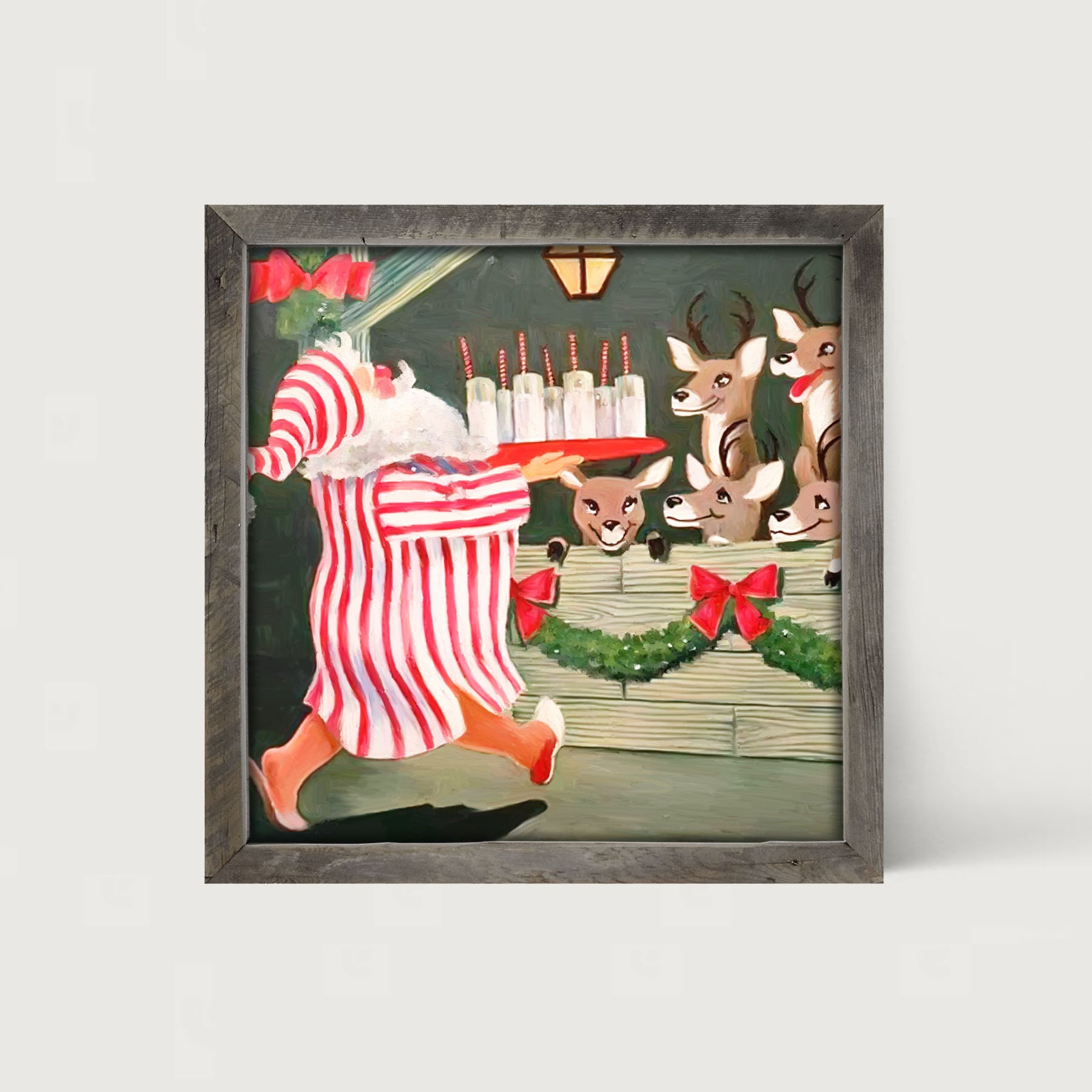 Santa having drinks - Framed art