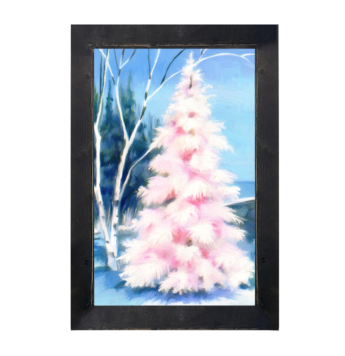Pink tree at night - Framed art