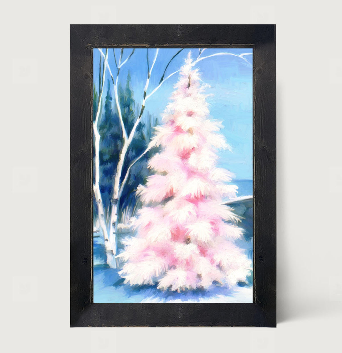 Pink tree at night - Framed art