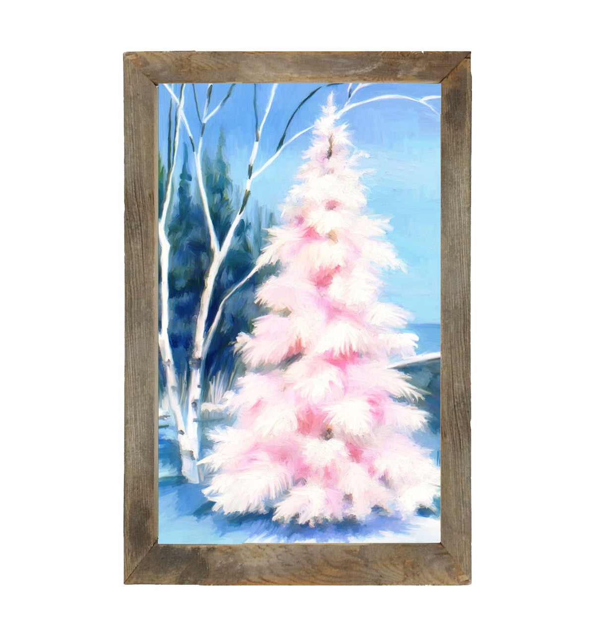 Pink tree at night - Framed art