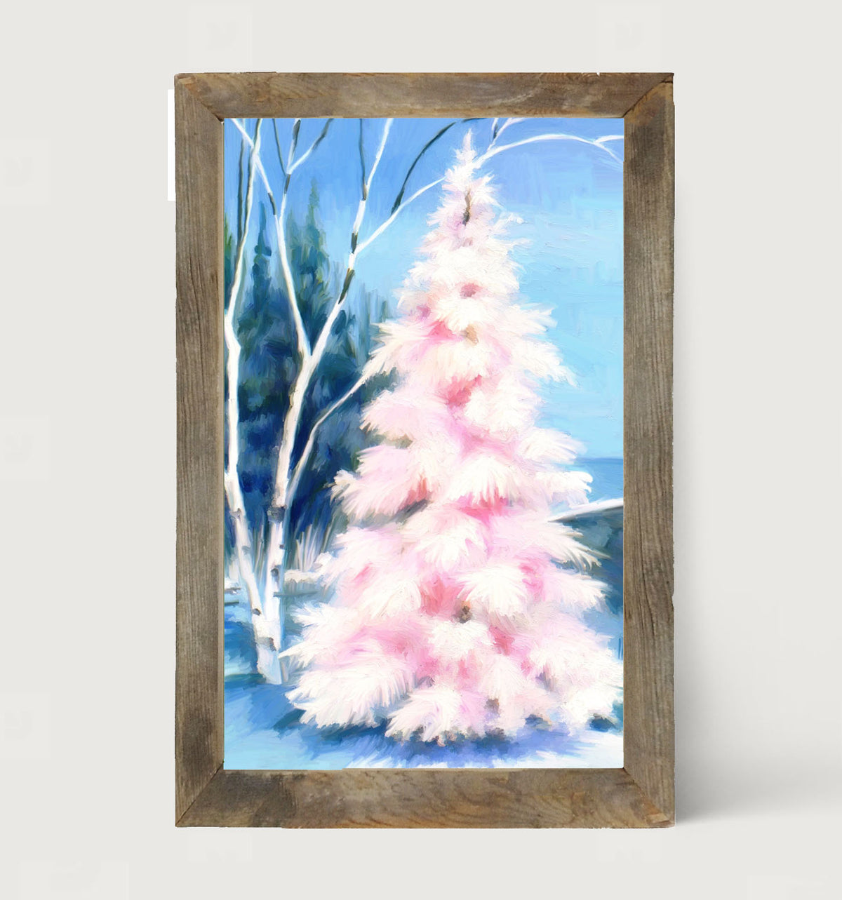Pink tree at night - Framed art