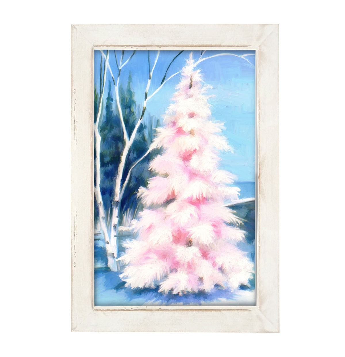 Pink tree at night - Framed art
