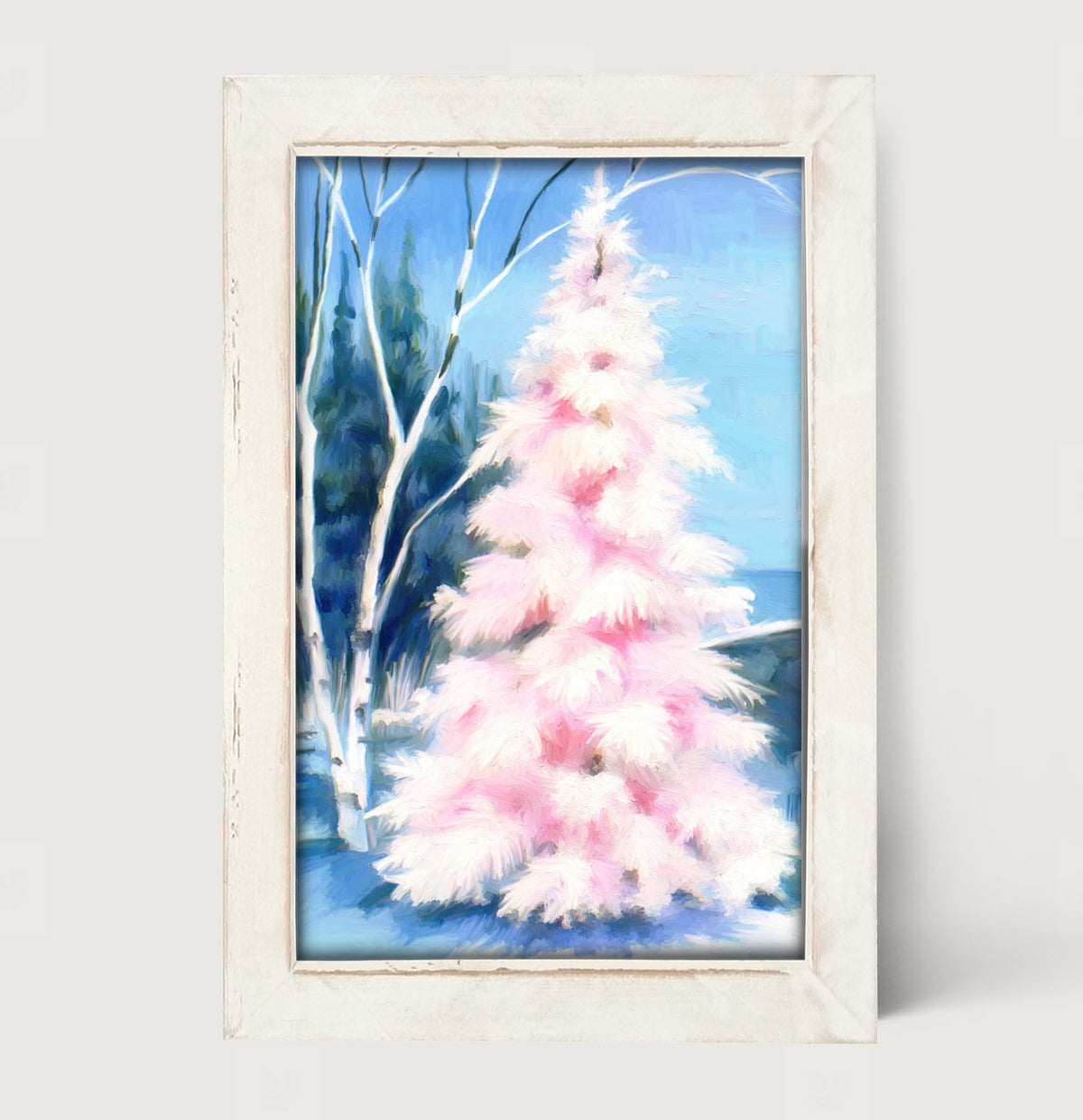 Pink tree at night - Framed art