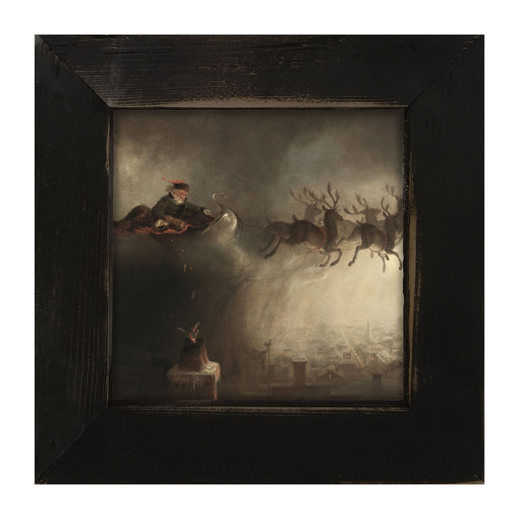 Santa delivering presents - Framed art