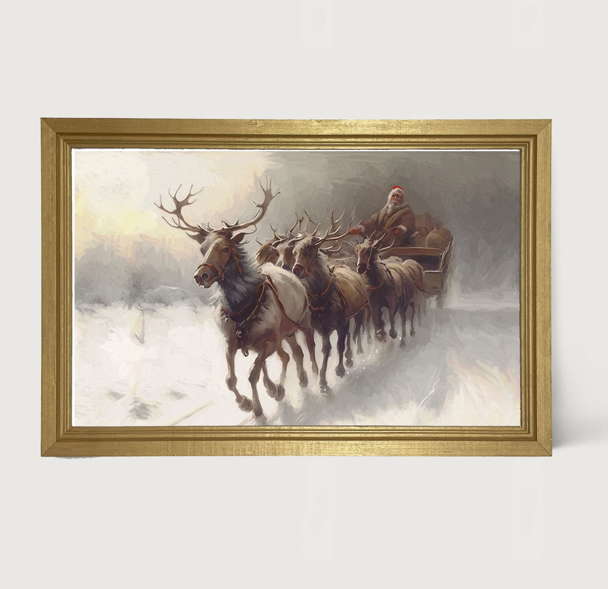 Santa's Reindeer - Framed art