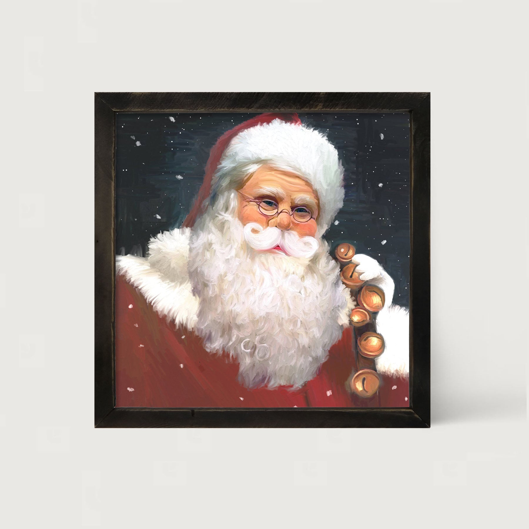 Santa with sleigh bells - Framed art
