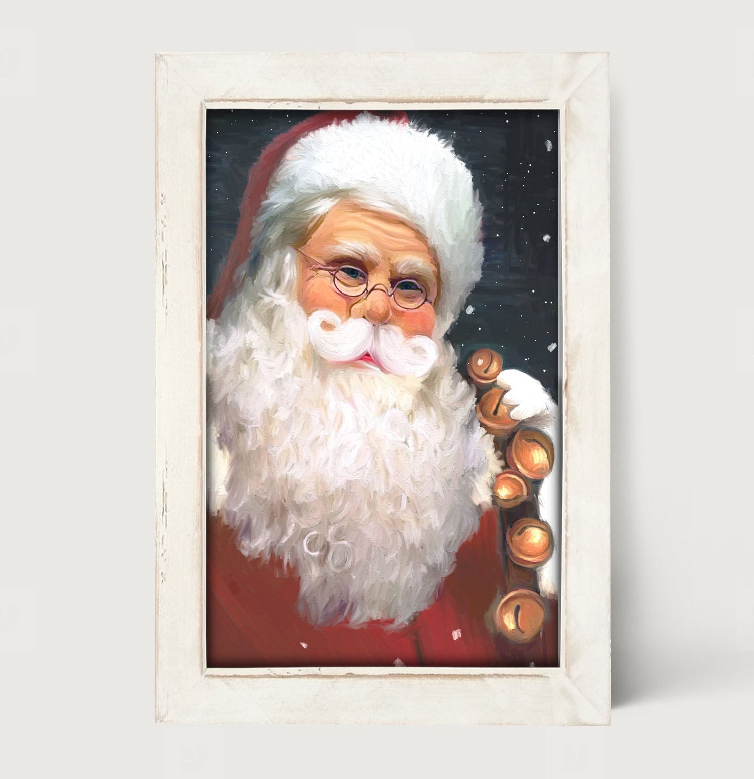Santa with sleigh bells - Framed art