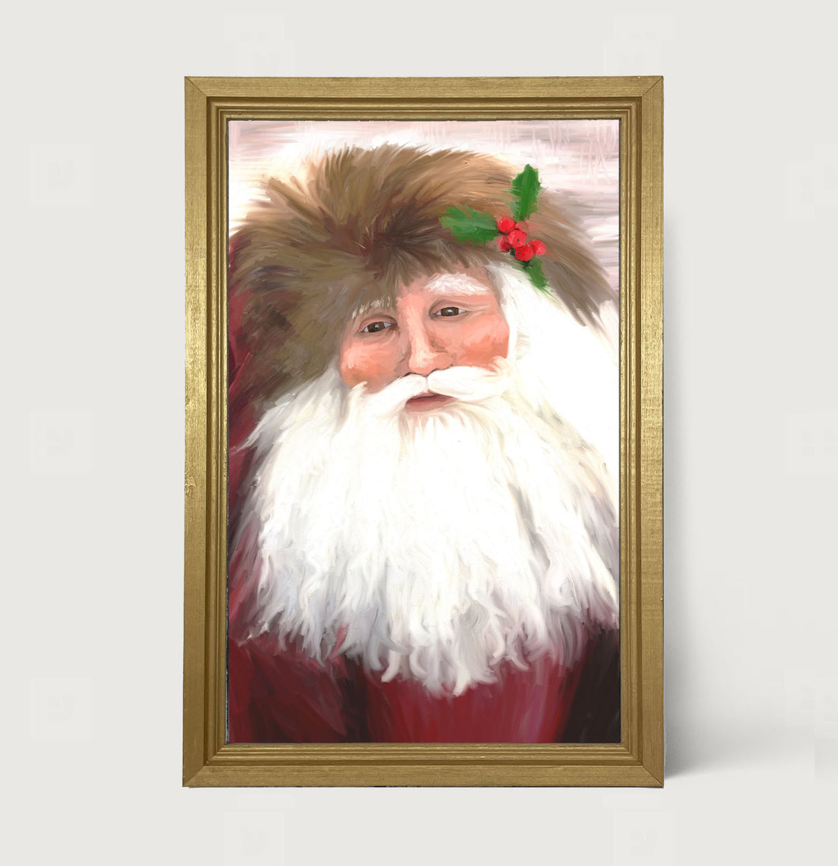 Santa with mistletoe - Framed art