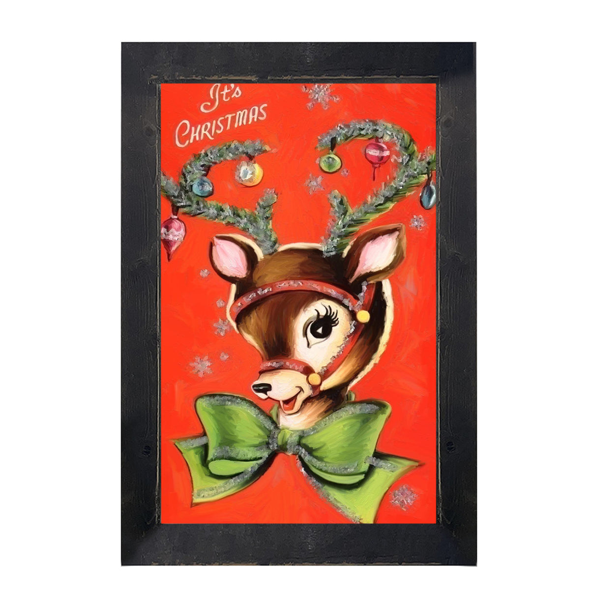 Vintage red reindeer - Framed art