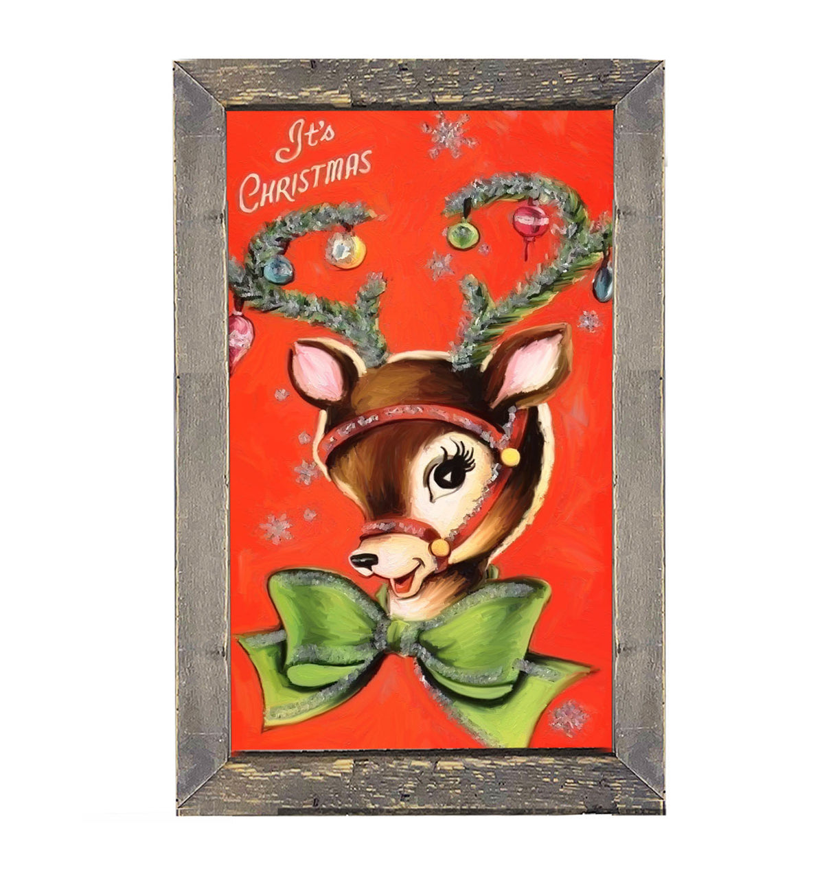 Vintage red reindeer - Framed art