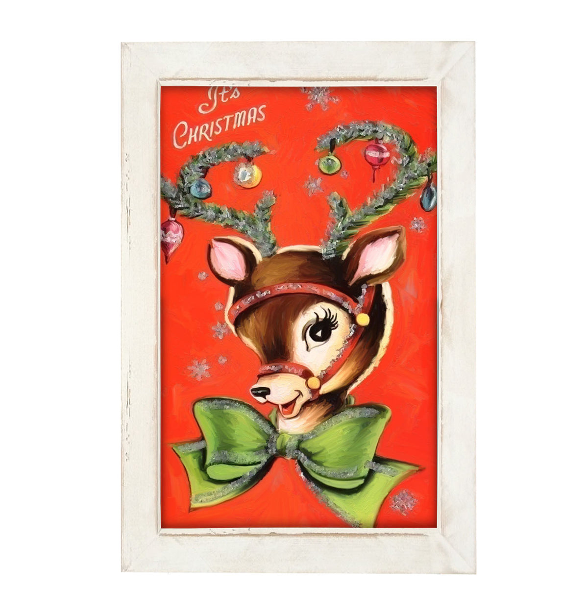 Vintage red reindeer - Framed art