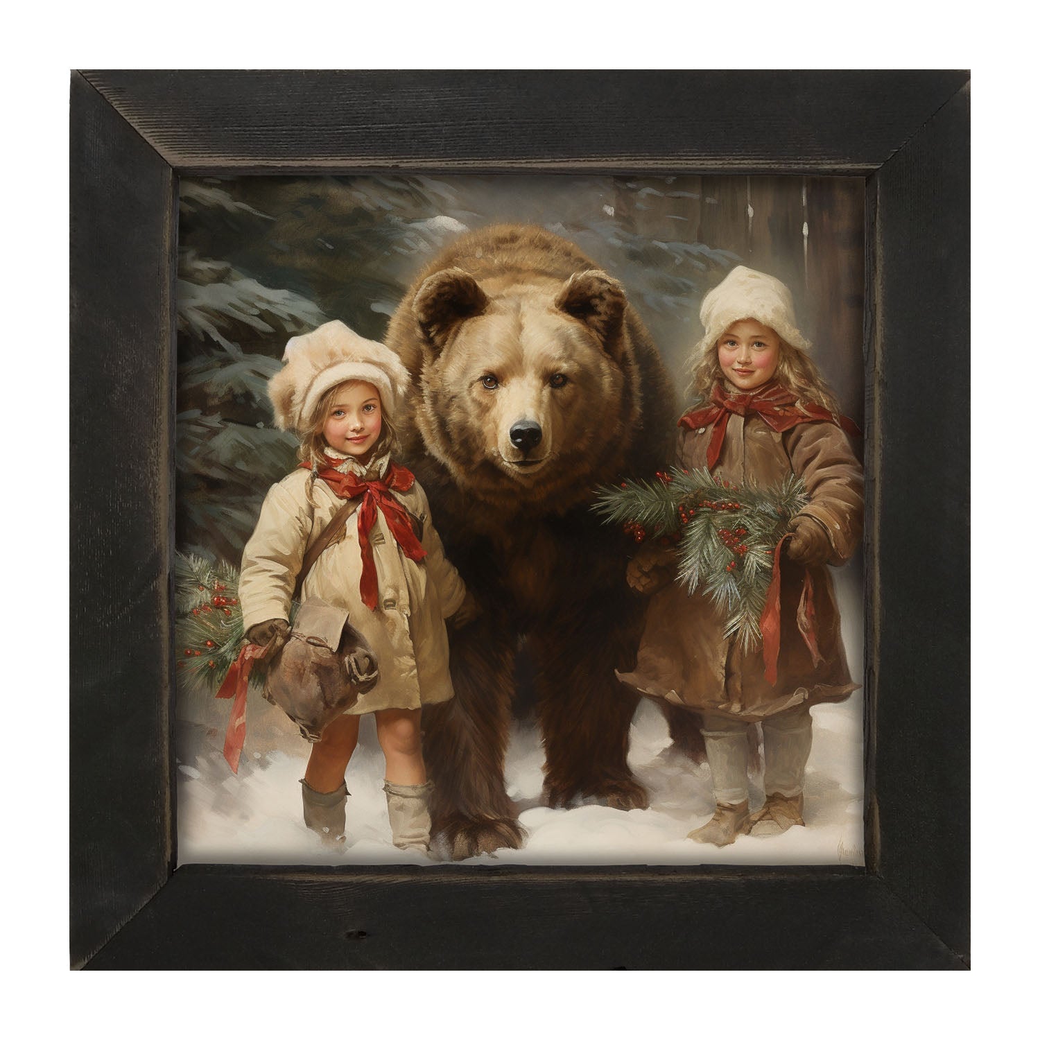 Christmas bear with girls