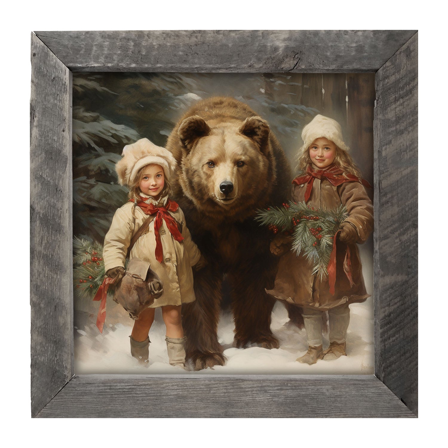 Christmas bear with girls