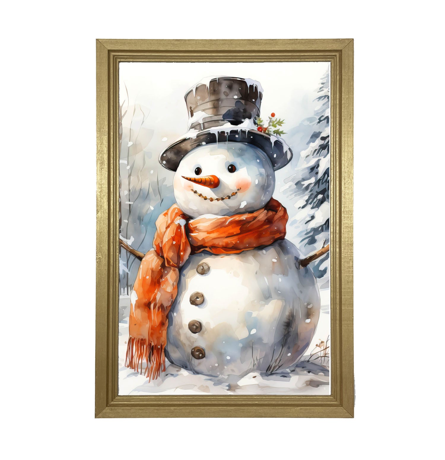 Snowman with scarf - Framed art