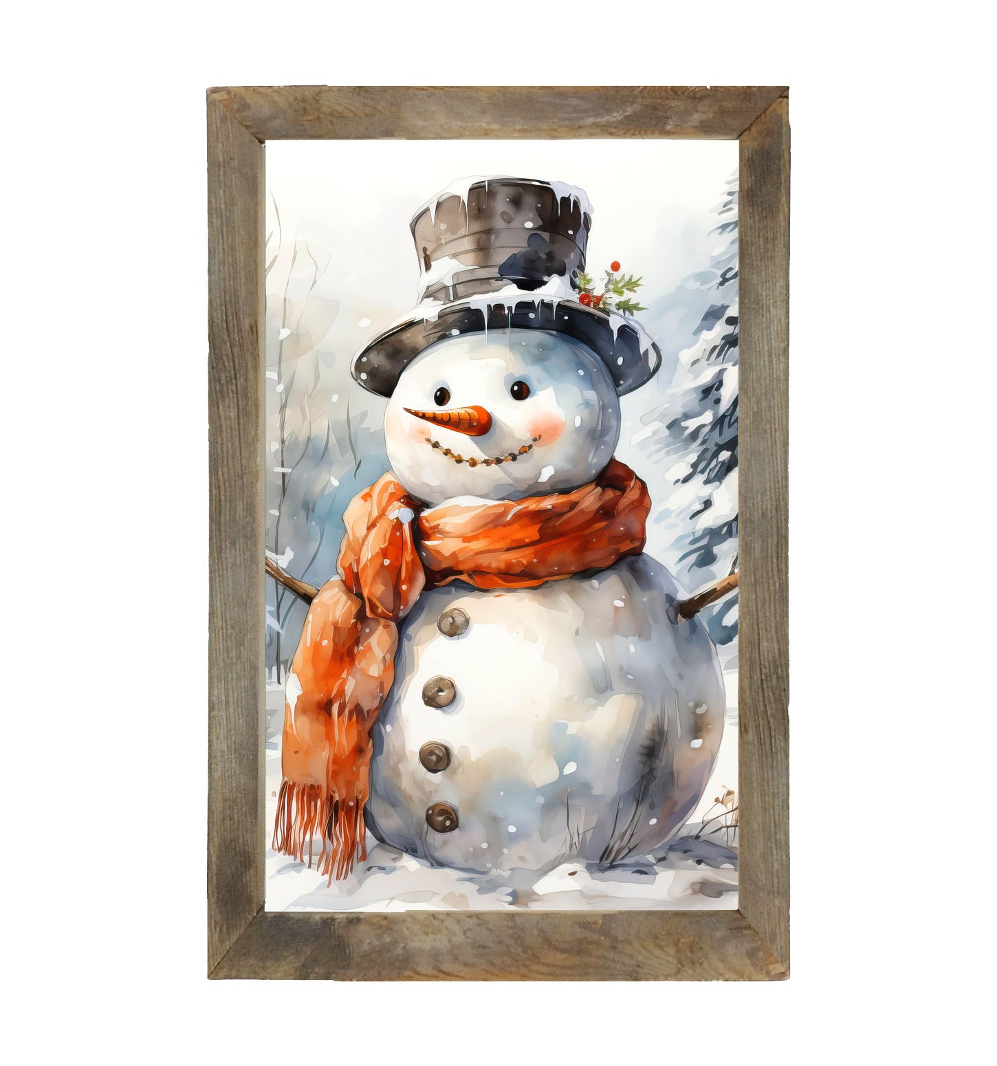 Snowman with scarf - Framed art